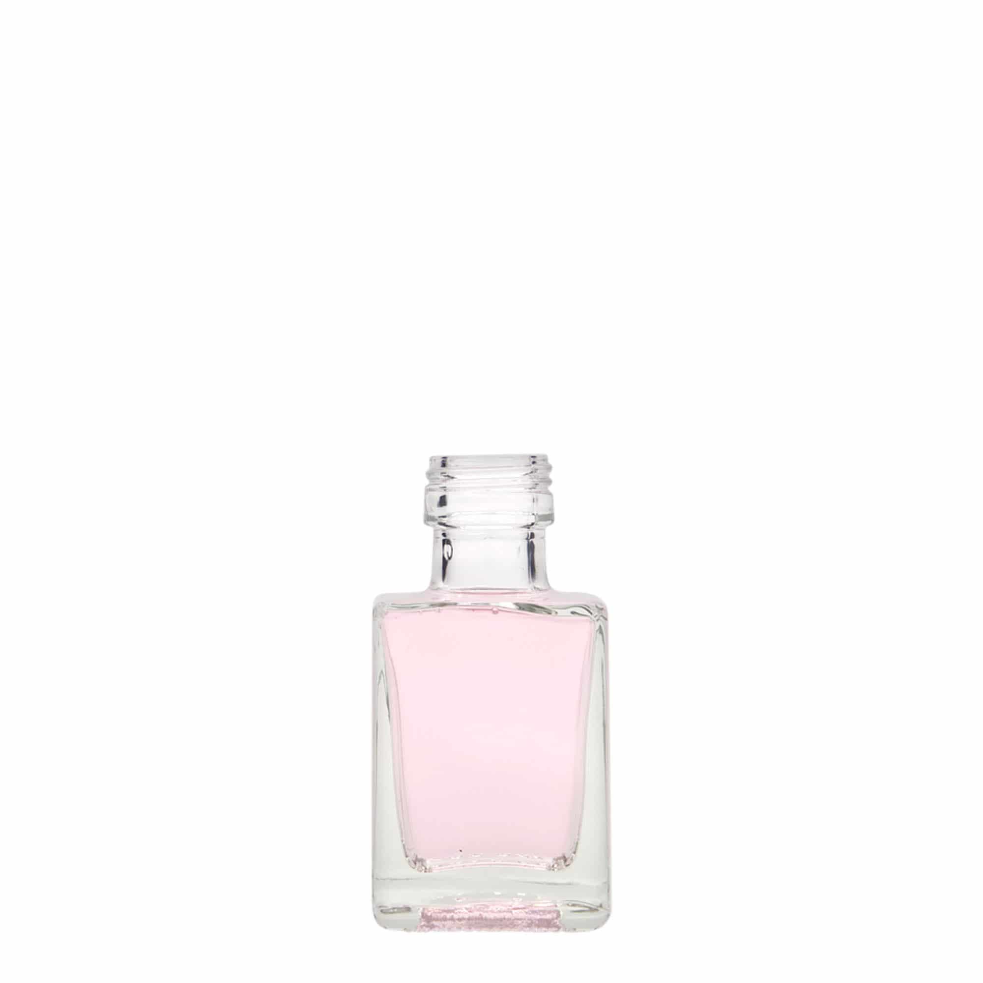 50 ml stiklinis buteliukas „Cube“, kvadratinis, anga: PP 24