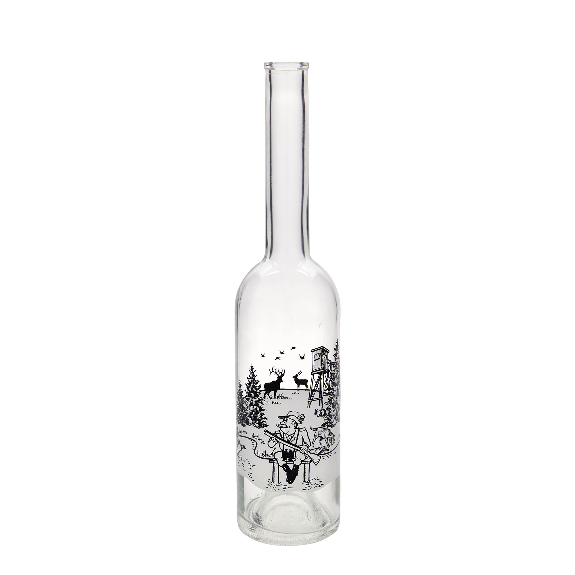 500 ml stiklinis butelis „Opera“, motyvas: medžiotojas, anga: kamštis 500 ml stiklinis butelis „Opera“, motyvas: medžiotojas, anga: kamštis