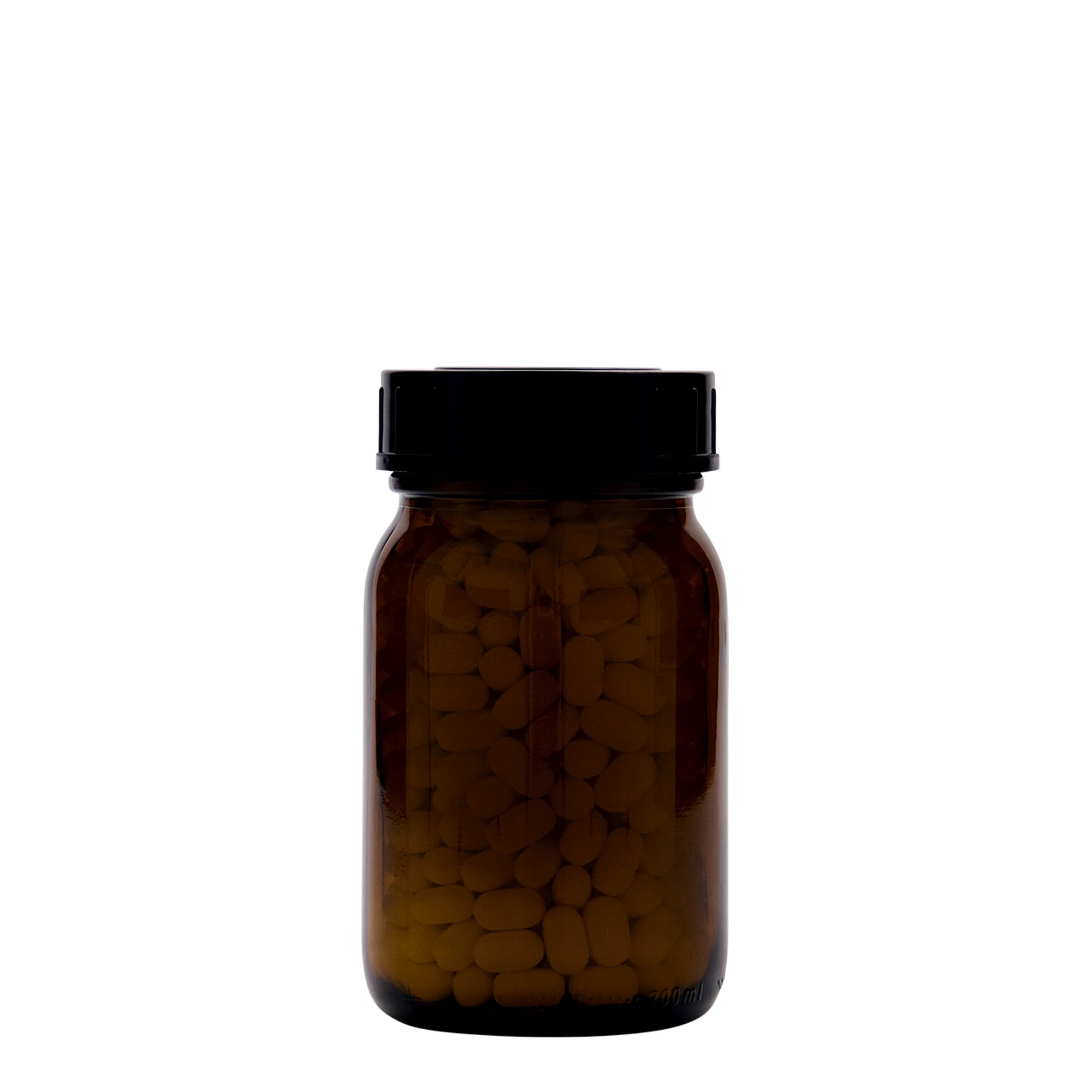 200 ml plačiakaklis stiklainis, rudas, anga: DIN 55
