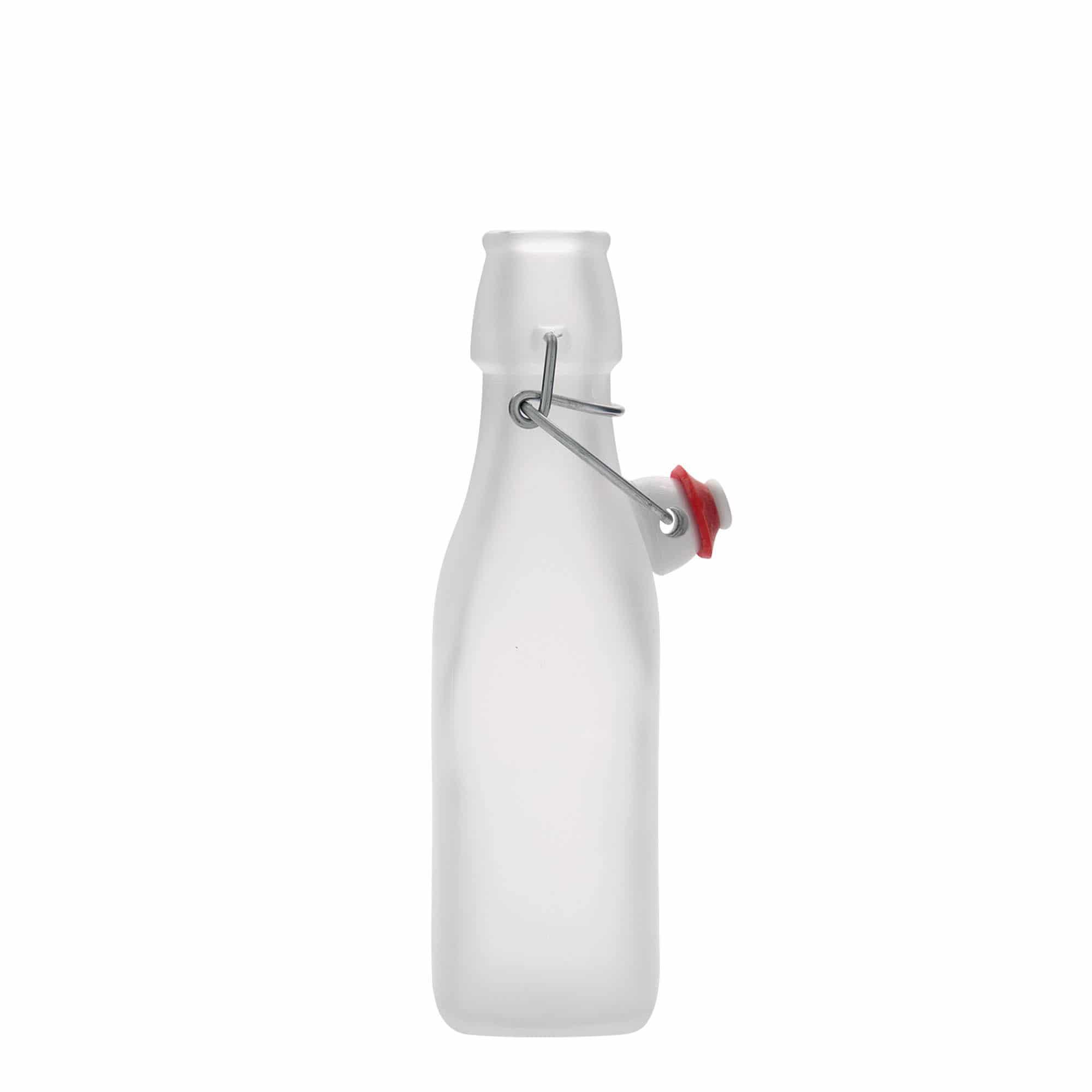 250 ml stiklinis butelis „Swing“, kvadratinis, baltas, kamštis: spaustukas 250 ml stiklinis butelis „Swing“, kvadratinis, baltas, kamštis: spaustukas
