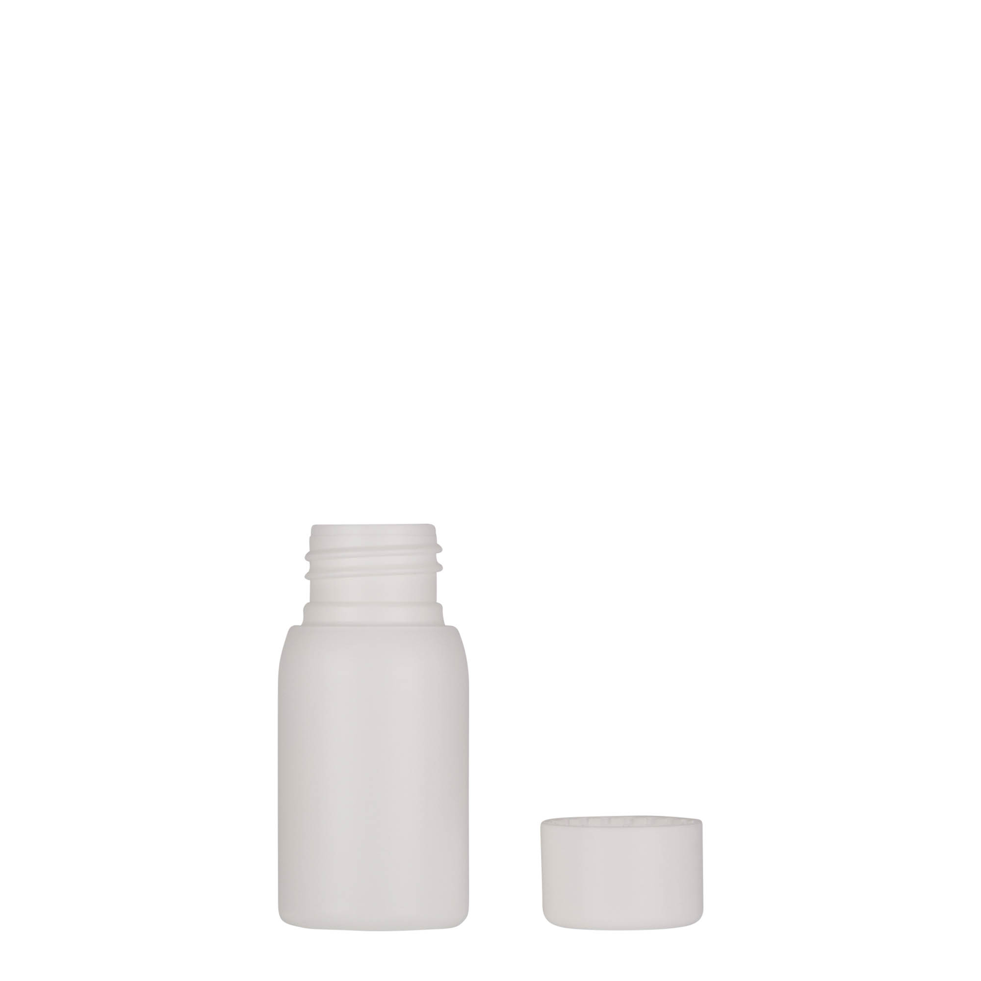 30 ml plastikinis buteliukas „Tuffy“, HDPE, baltas, burna: 24/410 30 ml plastikinis buteliukas „Tuffy“, HDPE, baltas, burna: 24/410