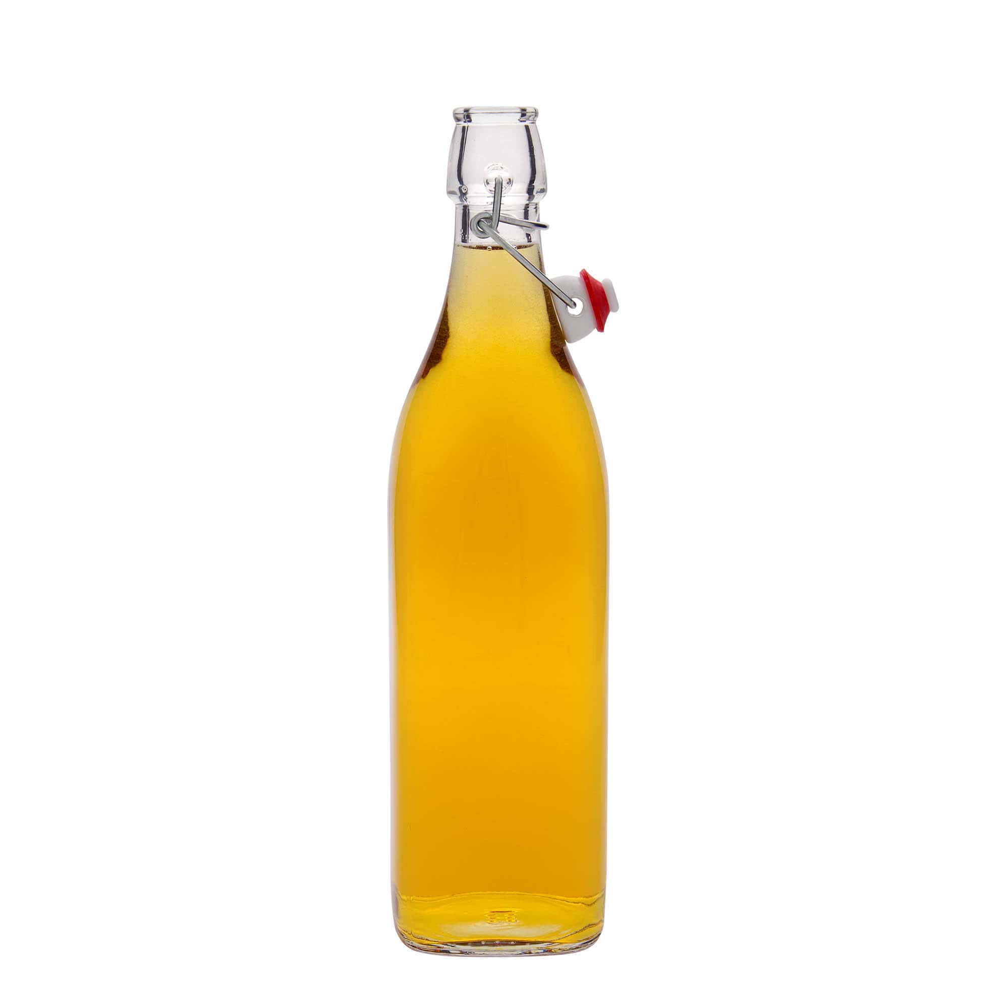 1.000 ml stiklinis butelis „Swing“, kvadratinis, anga: su užsegimu
