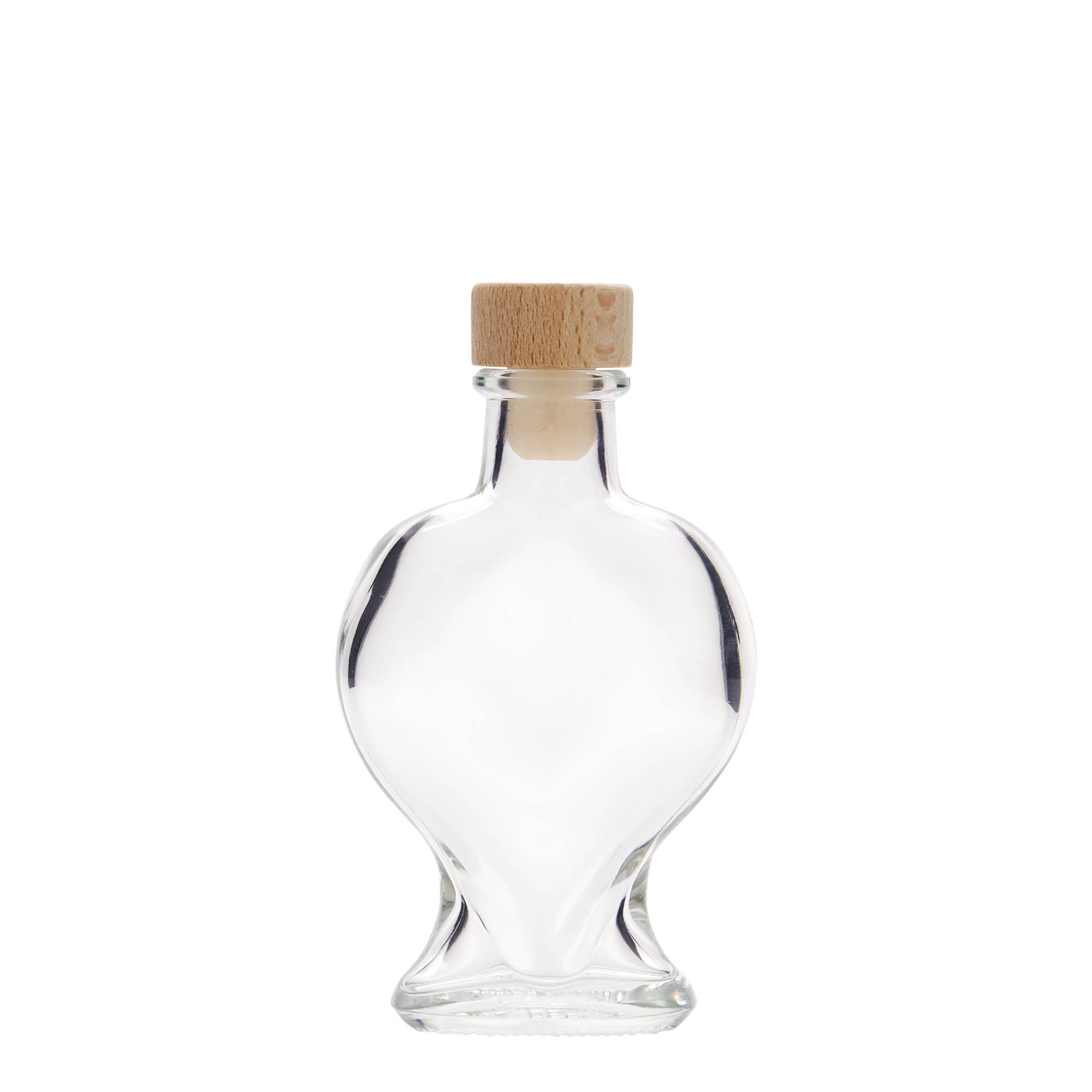 100 ml stiklinis buteliukas „Širdis“, kamštis: kamštis 100 ml stiklinis buteliukas „Širdis“, kamštis: kamštis