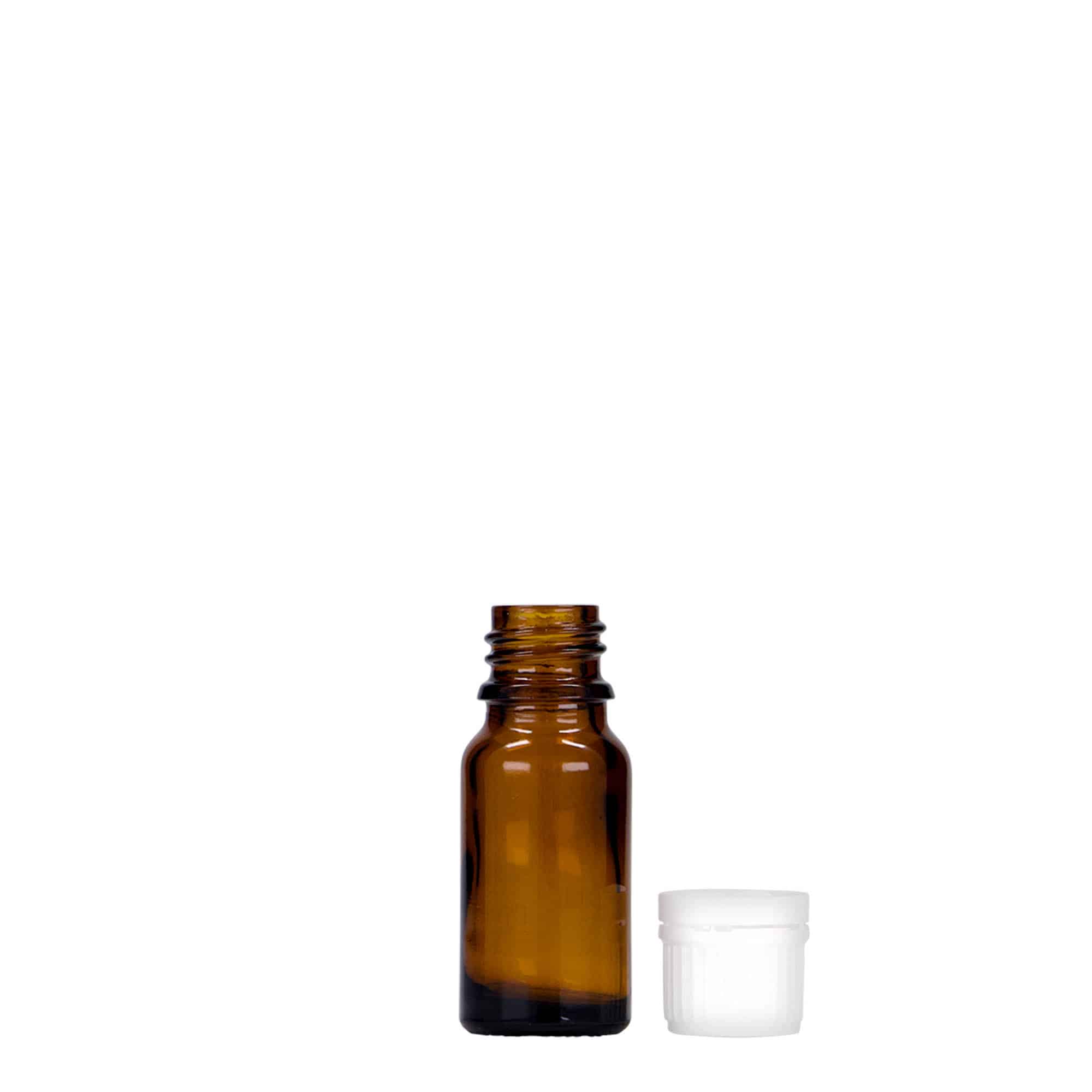 10 ml medicininis buteliukas, stiklas, rudas, anga: DIN 18