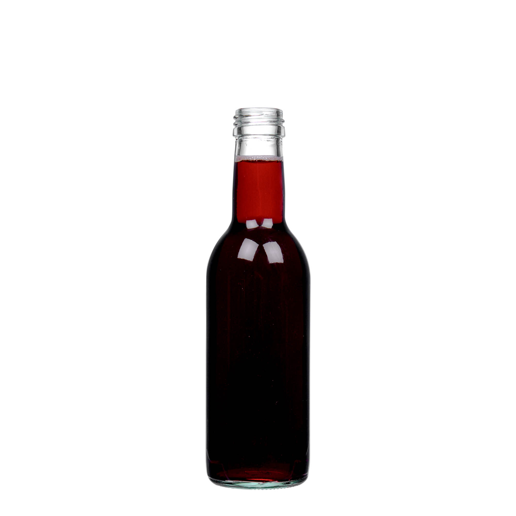 250 ml stiklinis butelis „Bordo“, burna: PP 28