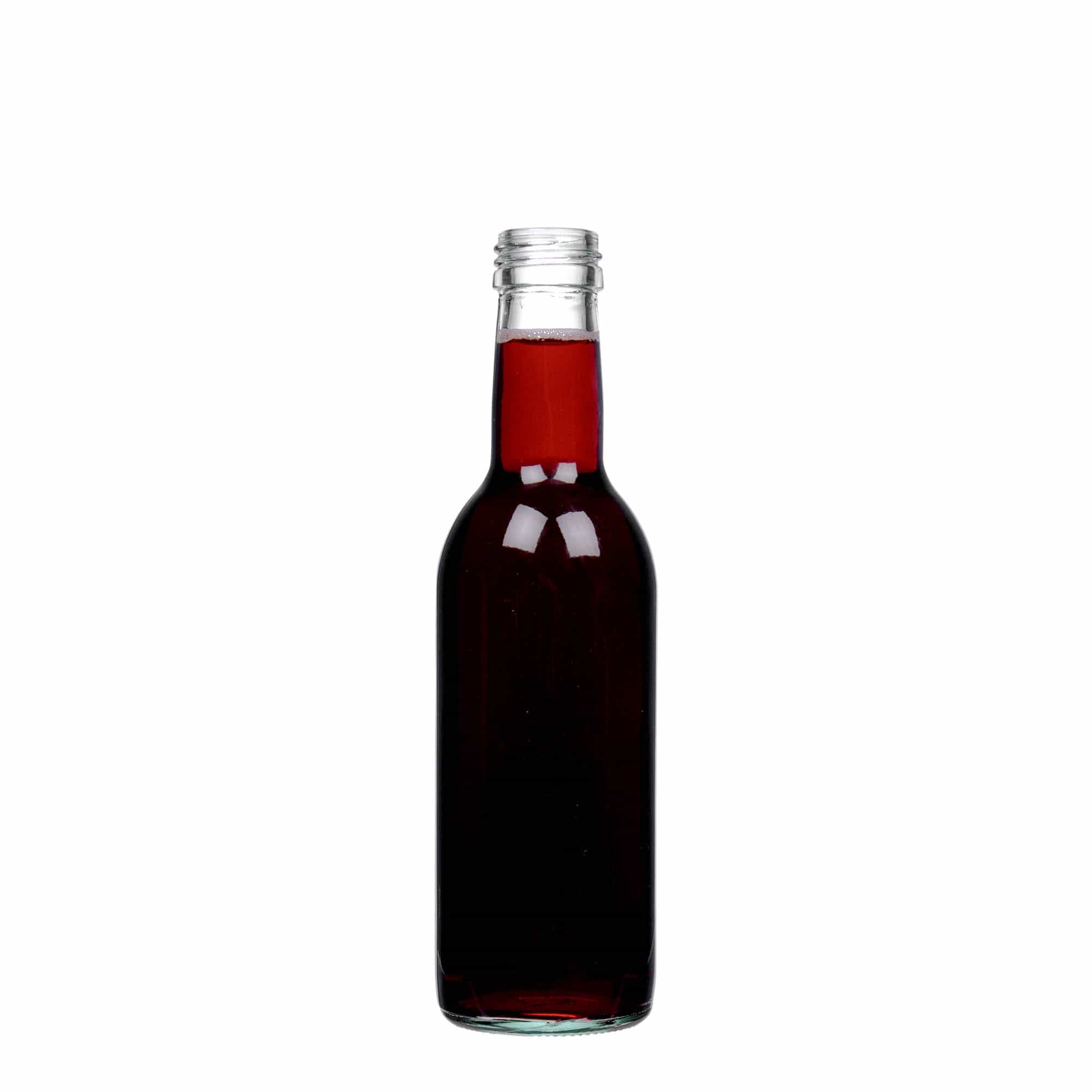 250 ml stiklinis butelis „Bordo“, burna: PP 28