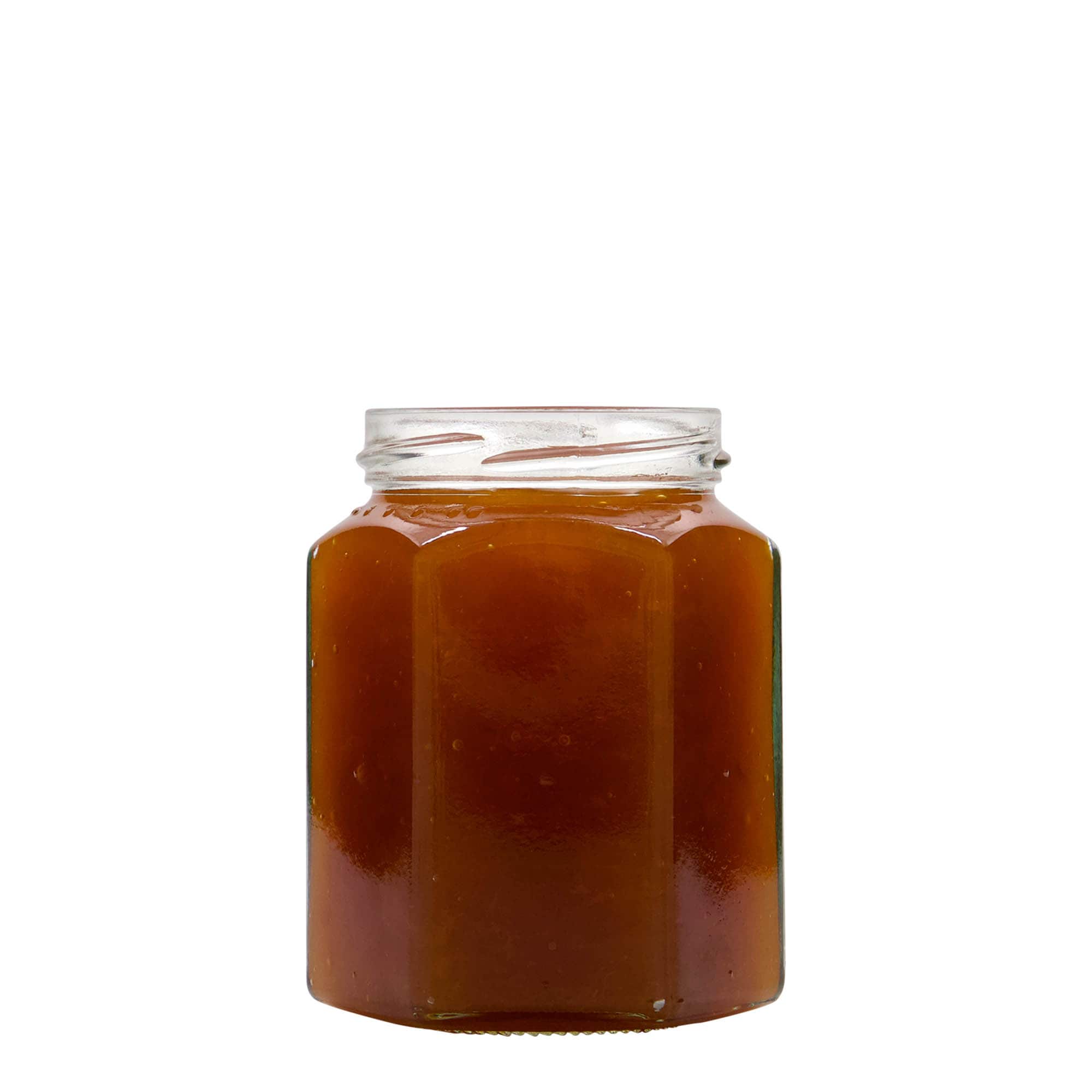 288 ml šešiakampis stiklainis, anga: sukamas dangtelis (TO 63)