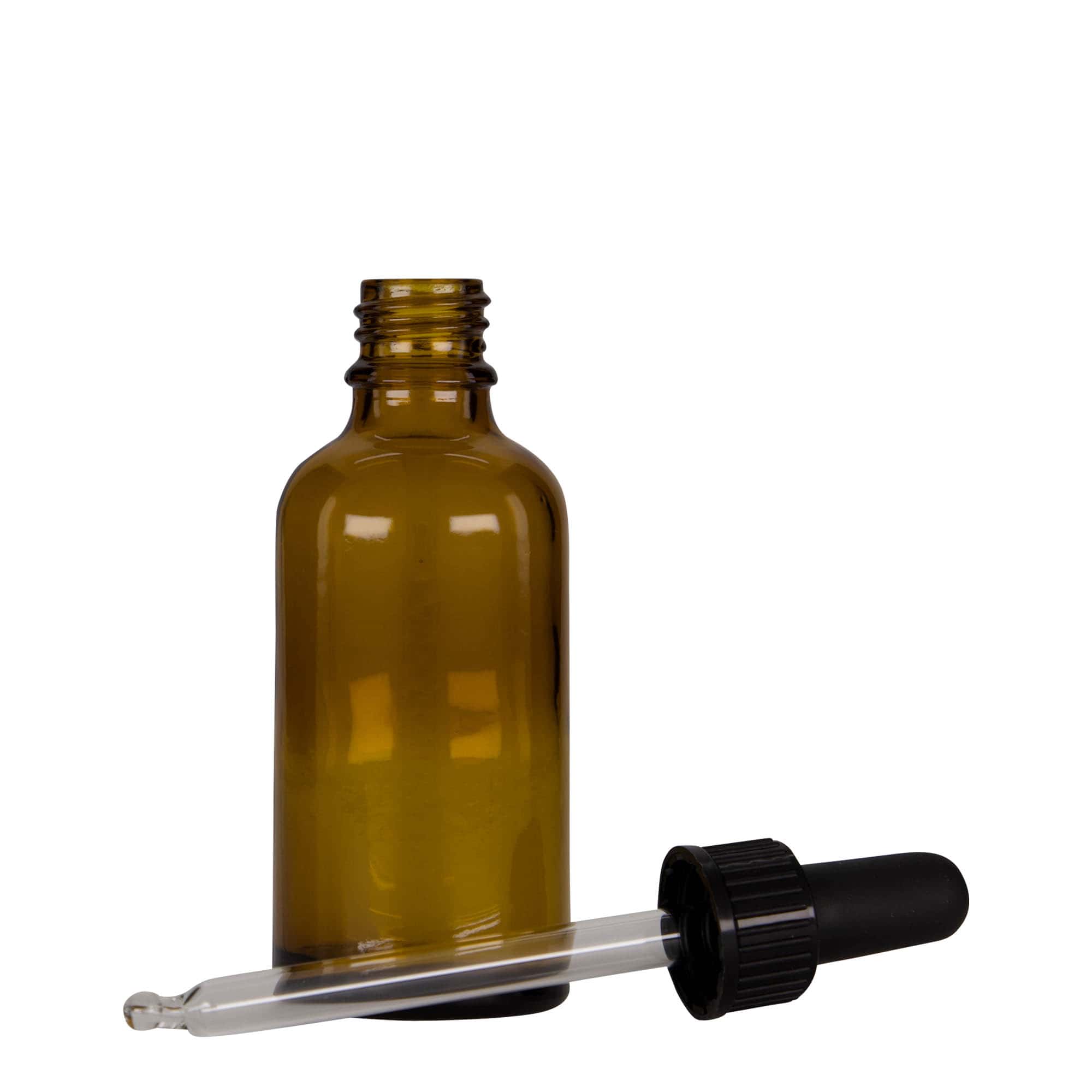 50 ml pipetės buteliukas, medicininis, stiklas, ruda-juoda, anga: DIN 18