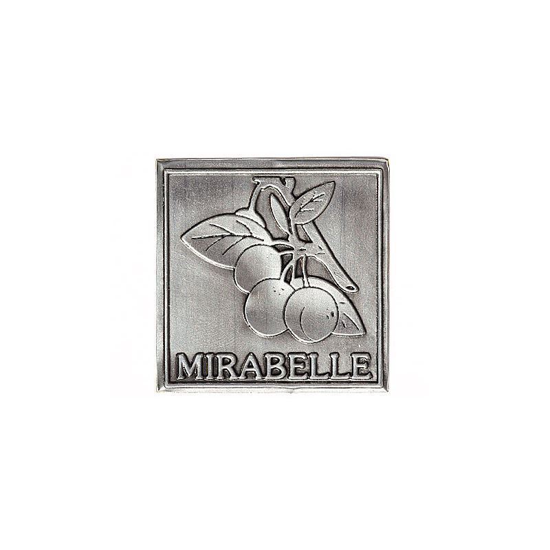 Švino etiketė „Mirabelle“, kvadratinė, metalinė, sidabrinė