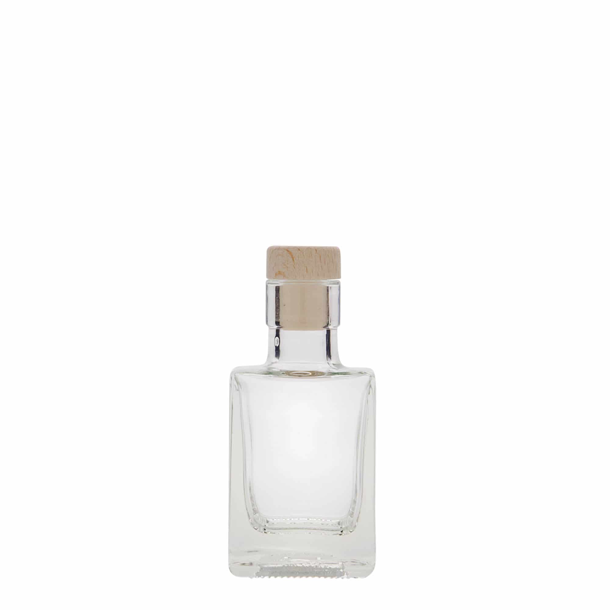 50 ml stiklinis buteliukas „Cube“, kvadratinis, anga: kamštis