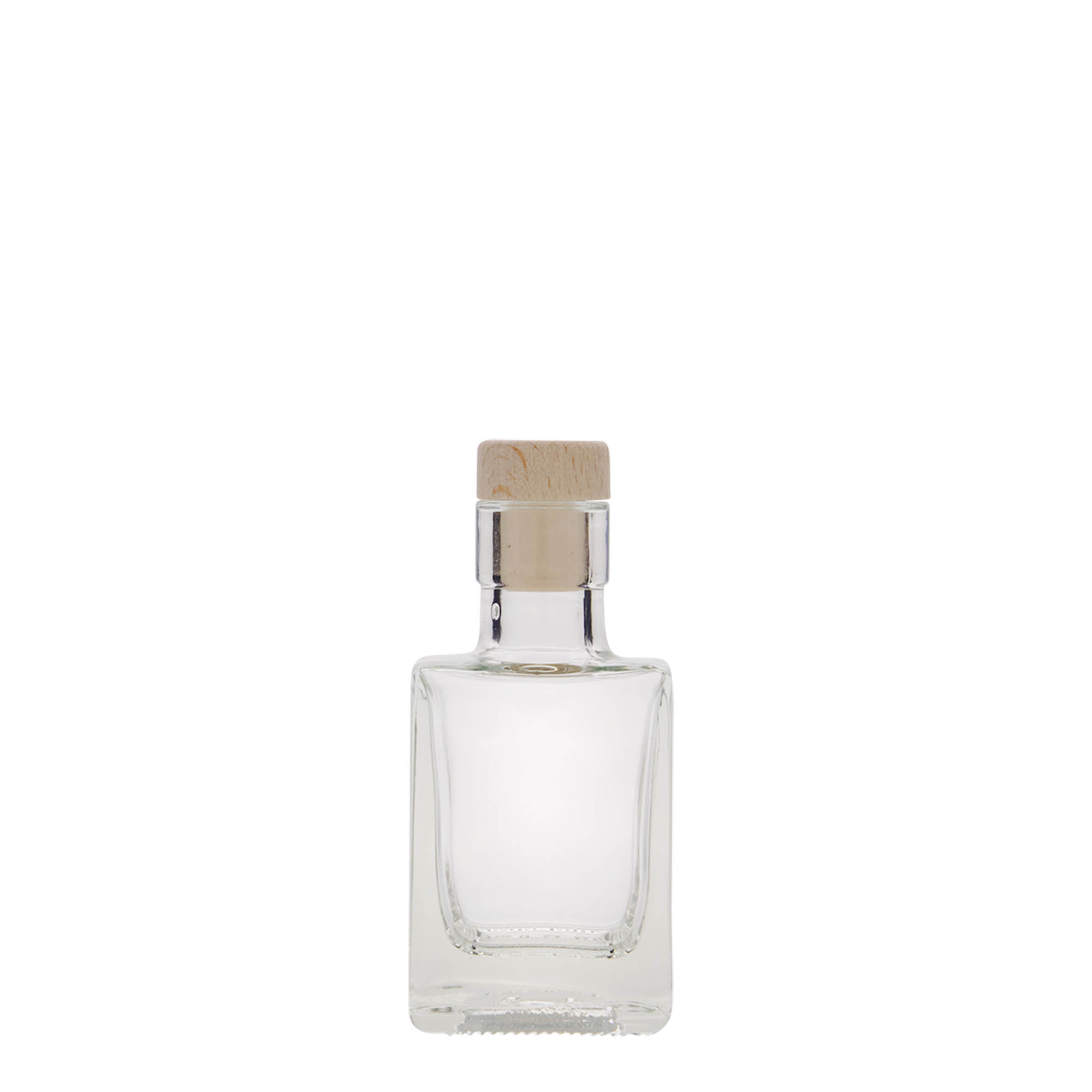 50 ml stiklinis buteliukas „Cube“, kvadratinis, anga: kamštis 50 ml stiklinis buteliukas „Cube“, kvadratinis, anga: kamštis
