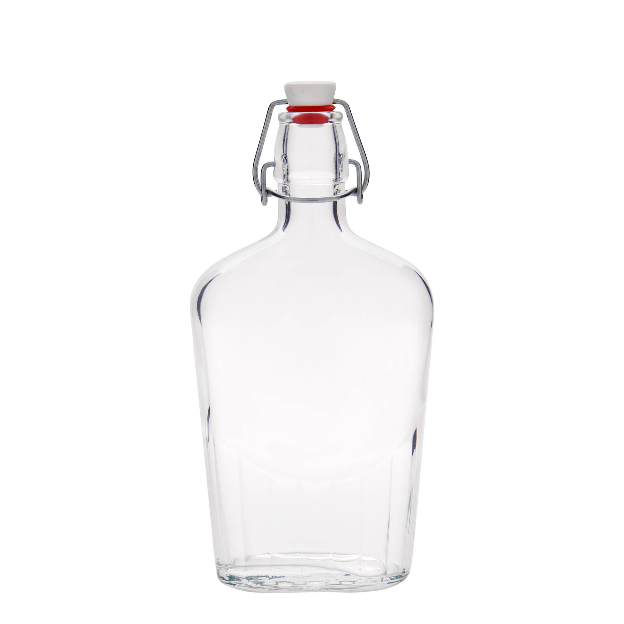 500 ml stiklinis butelis „Fiaschetta“, ovalus, kamštis: spaustuko uždarymas 500 ml stiklinis butelis „Fiaschetta“, ovalus, kamštis: spaustuko uždarymas