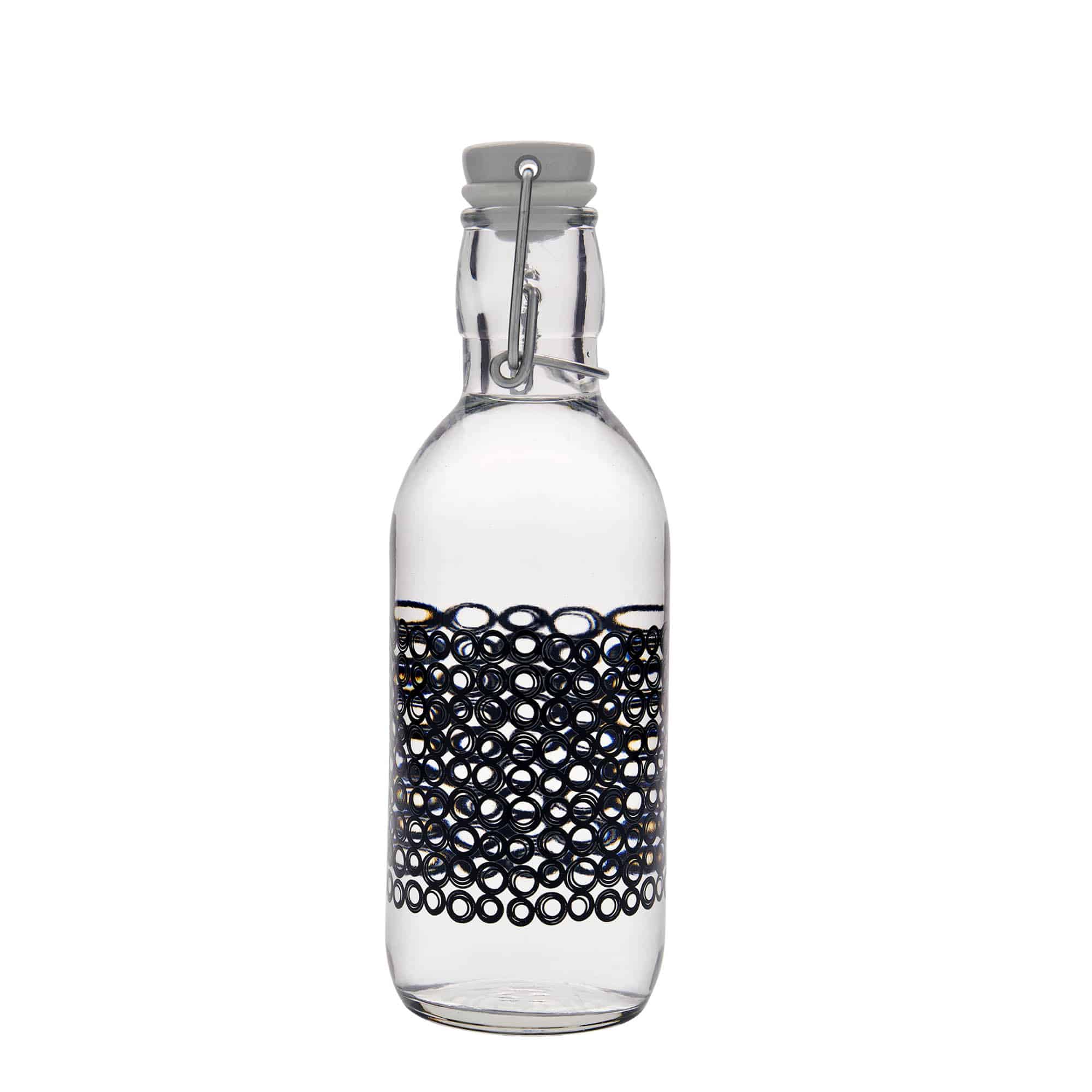 500 ml stiklinis butelis „Emilia“, motyvas: Circola nero, anga: užsegamas užraktas