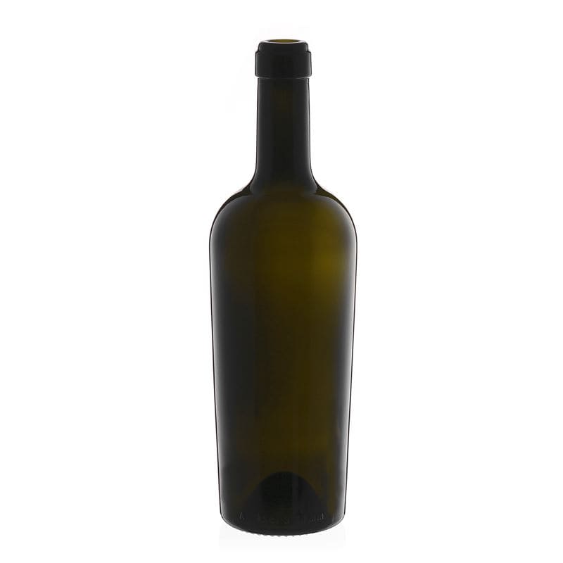 750 ml vyno butelis „Imperiale“, senovinės žalios spalvos, kamštis