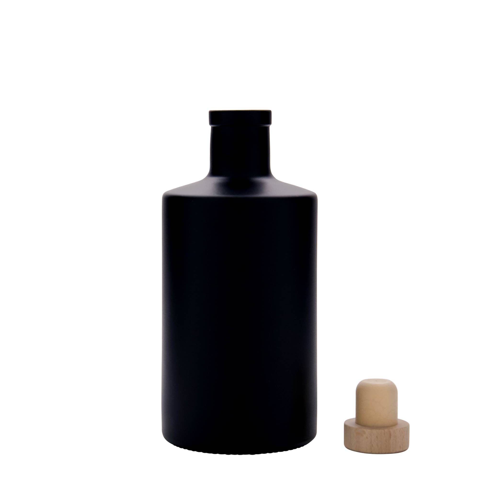 500 ml stiklinis butelis „Caroline“, juodas, anga: kamštis