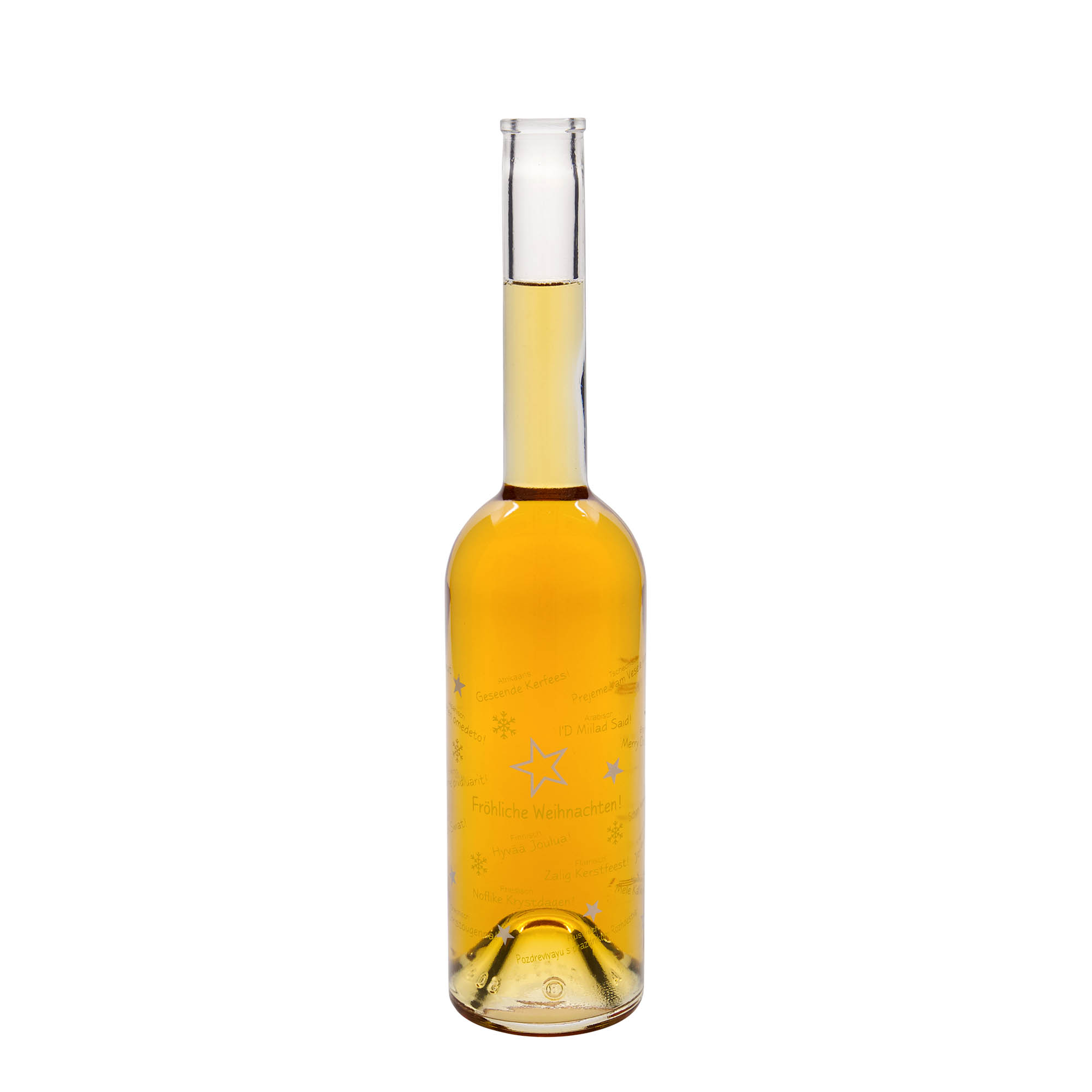 500 ml stiklinis butelis „Opera“, motyvas: Kalėdos pasaulyje, kamštis