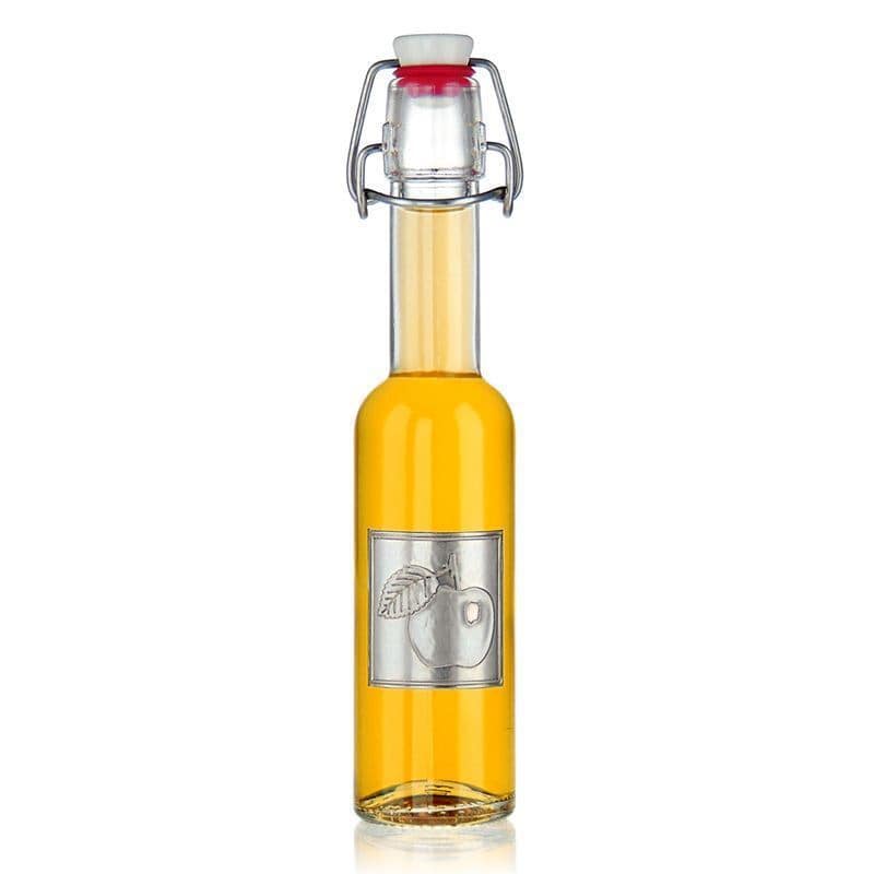 Švino etiketė „Obuolys“, kvadratinė, metalinė, sidabrinė