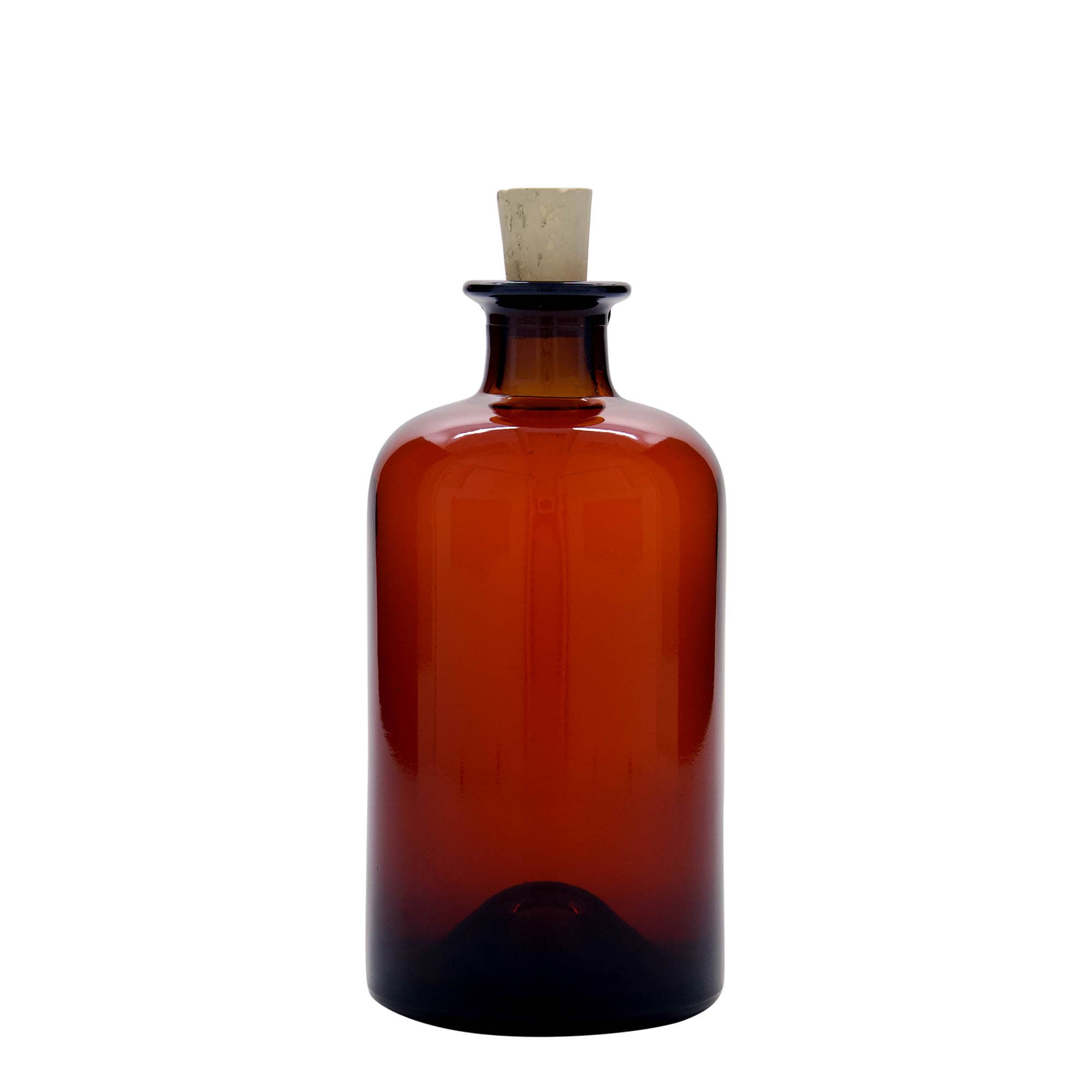 500 ml stiklinis vaistininko butelis, rudas, anga: kamštis