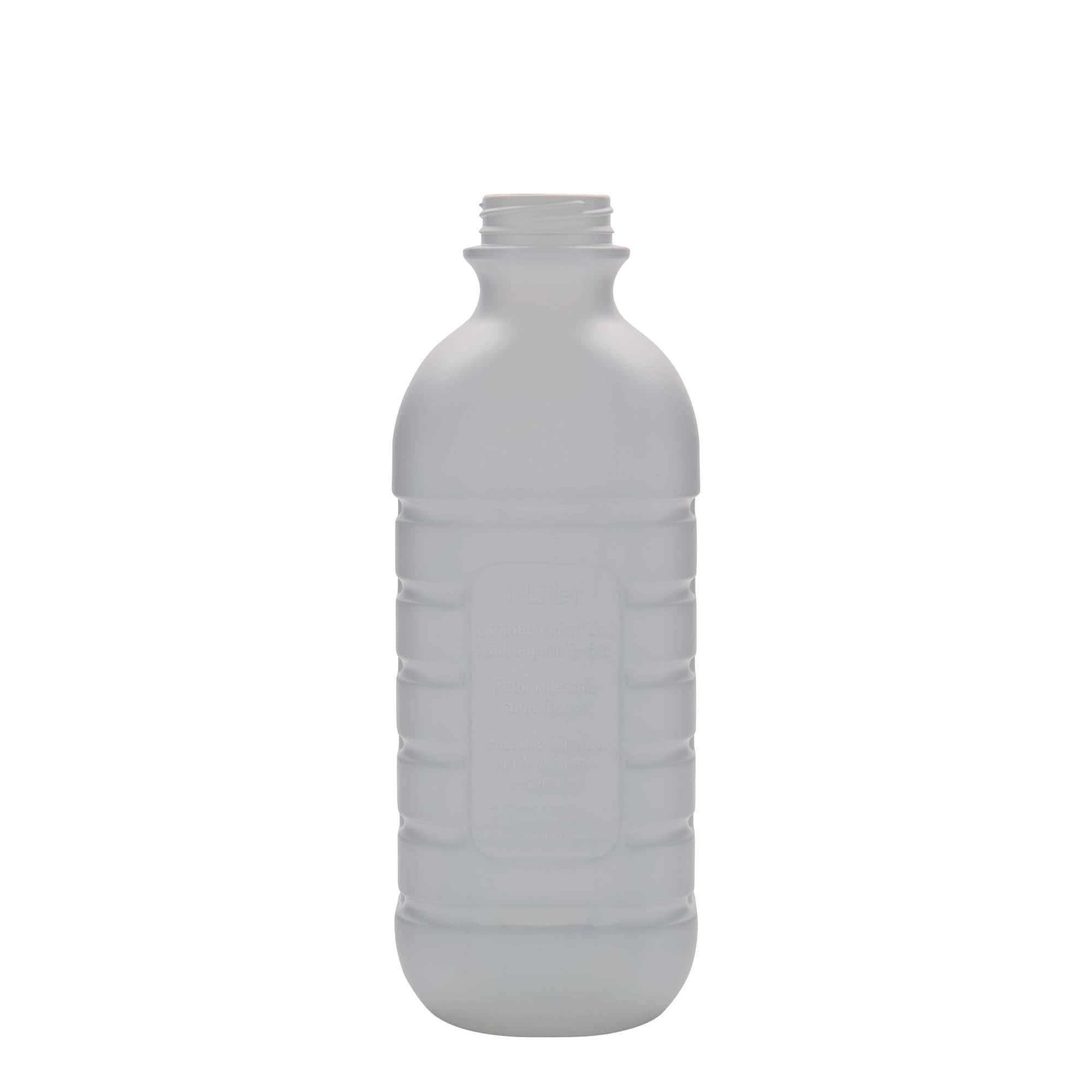 1.000 ml pieno butelis, stačiakampis, HDPE plastikas, baltas, anga: PEHD40