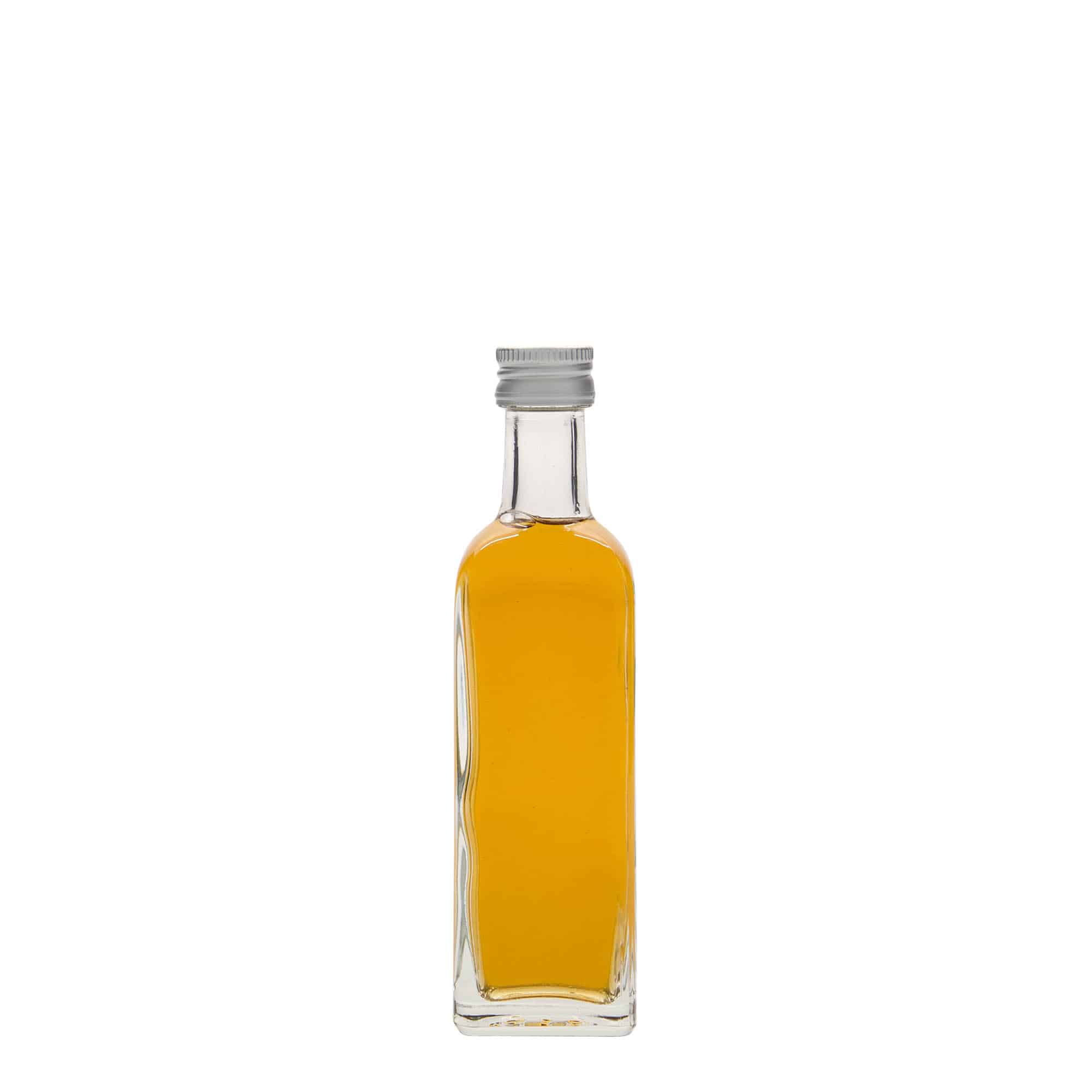 60 ml stiklinis buteliukas „Marasca“, kvadratinis, anga: PP 18