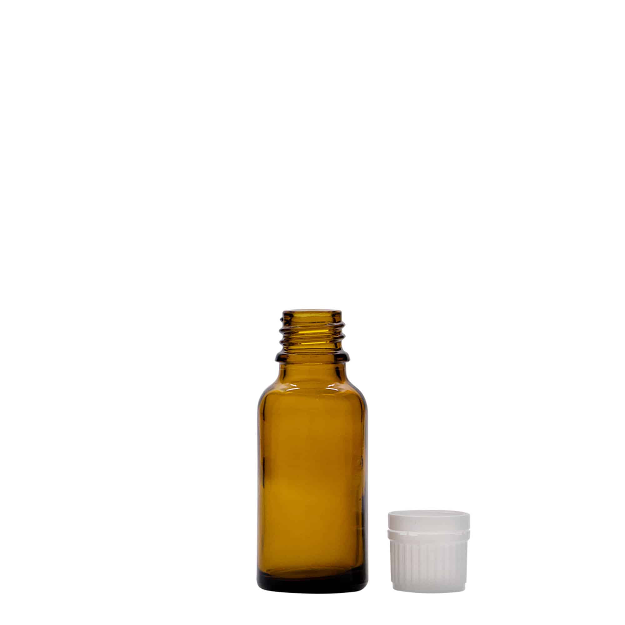 20 ml medicininis buteliukas, rudas stiklas, kaklelis: DIN 18