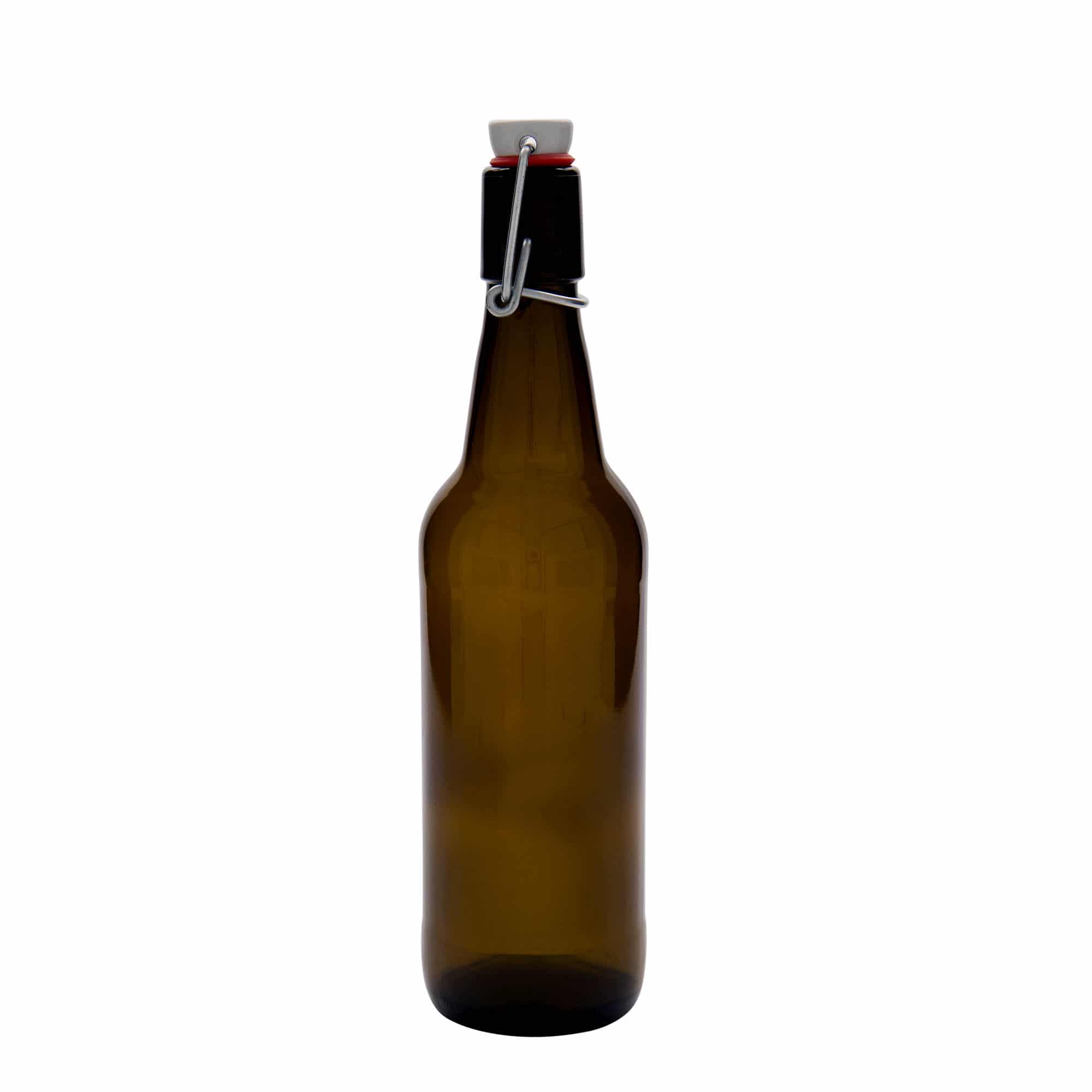 500 ml alaus butelis, stiklas, rudas, kamštis: užsegamas užraktas