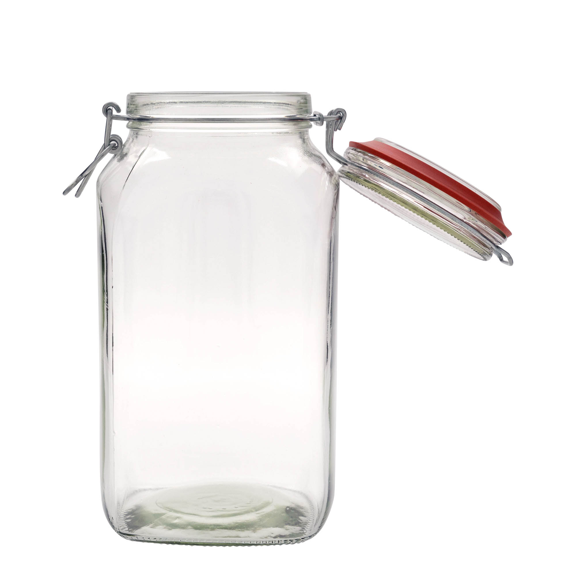 2,590 ml vielos užsegimo stiklainis, kvadratinis, anga: vielos užsegimas