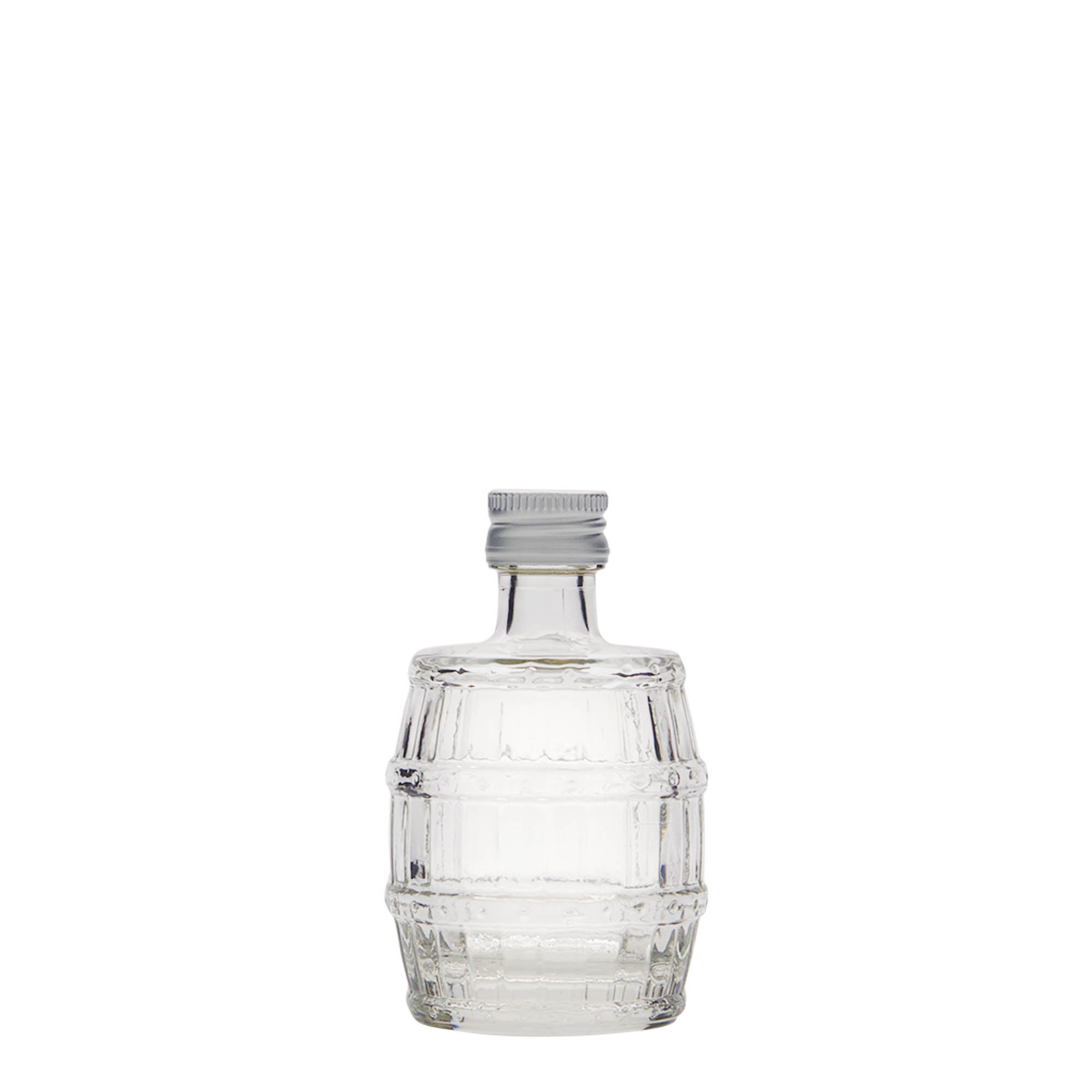 50 ml stiklinis buteliukas „Statinė“, burna: PP 18