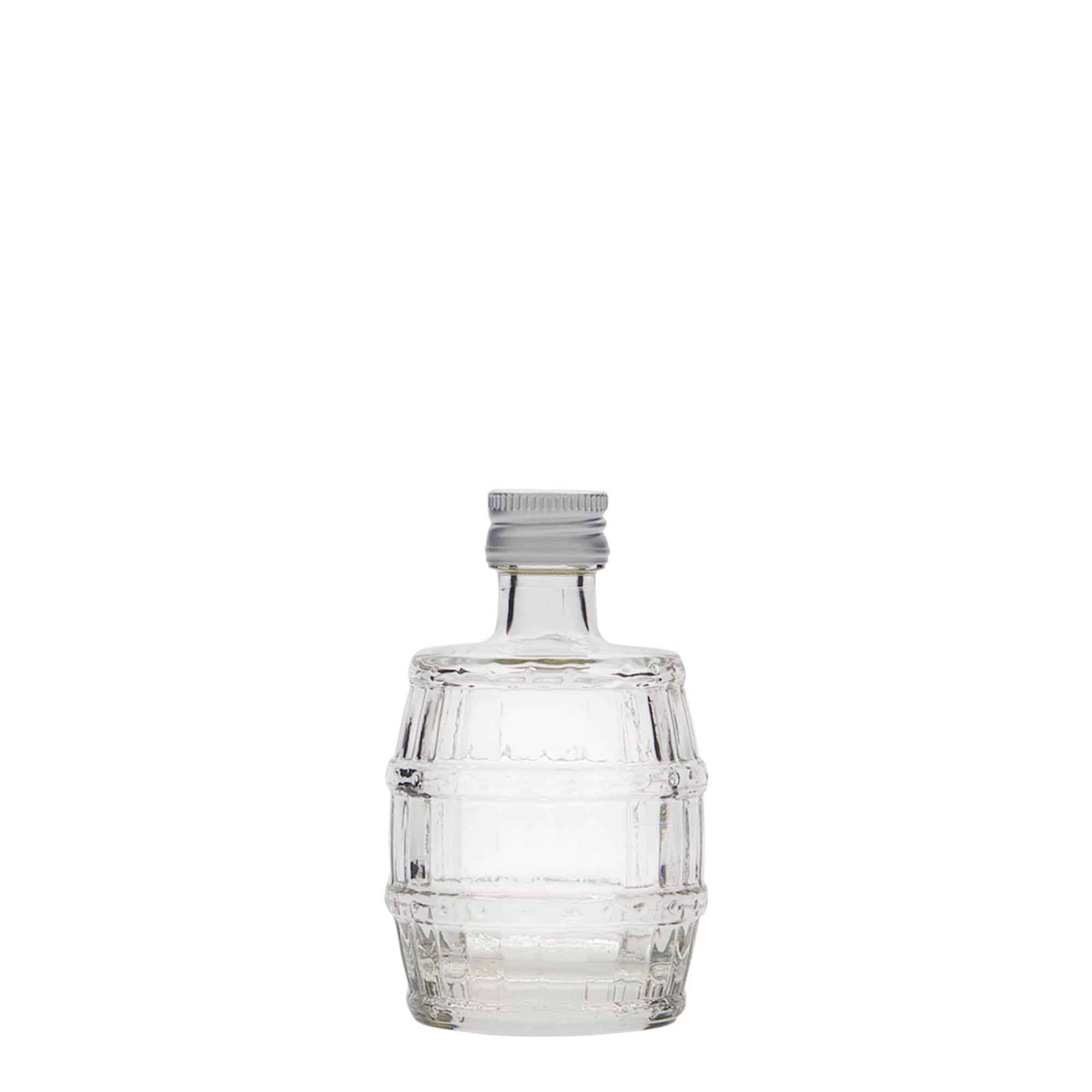 50 ml stiklinis buteliukas „Statinė“, burna: PP 18