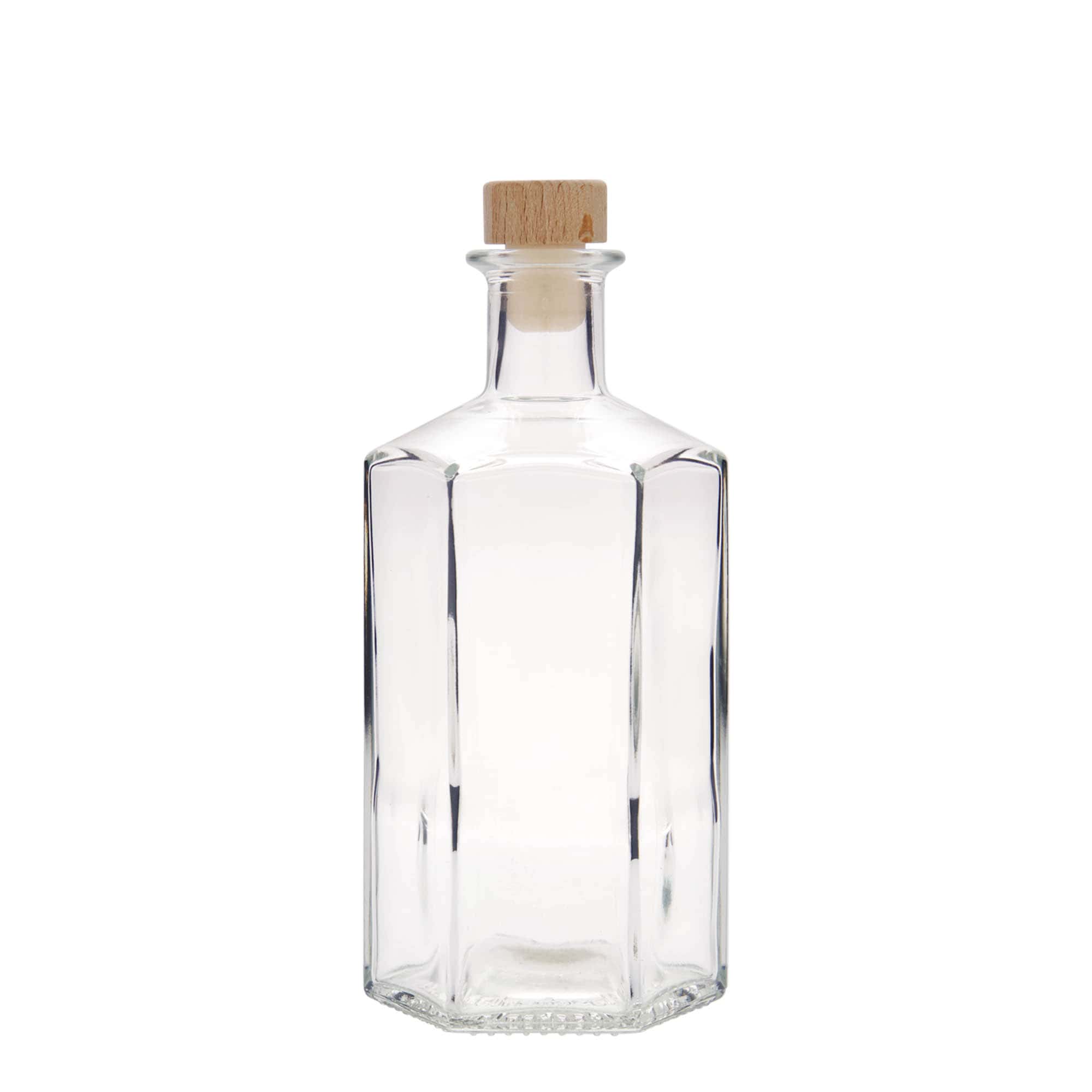 500 ml stiklinis butelis vaistininkui „Jimmy“, šešiakampis, anga: kamštis