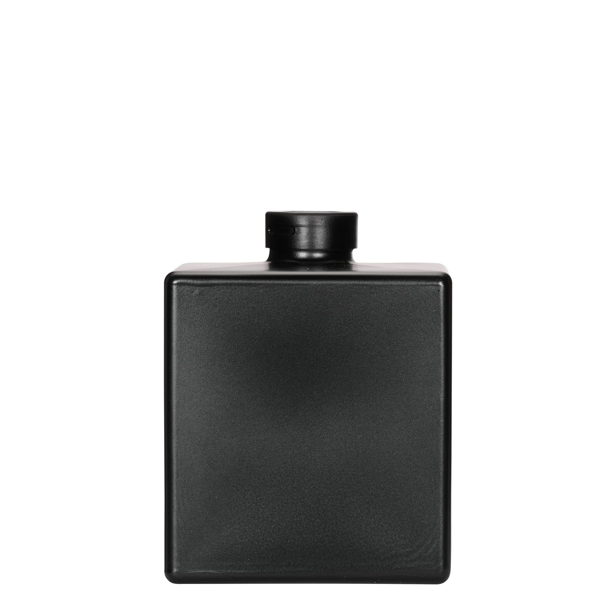 500 ml stiklinis butelis „Cube“, kvadratinis, juodas, anga: kamštis