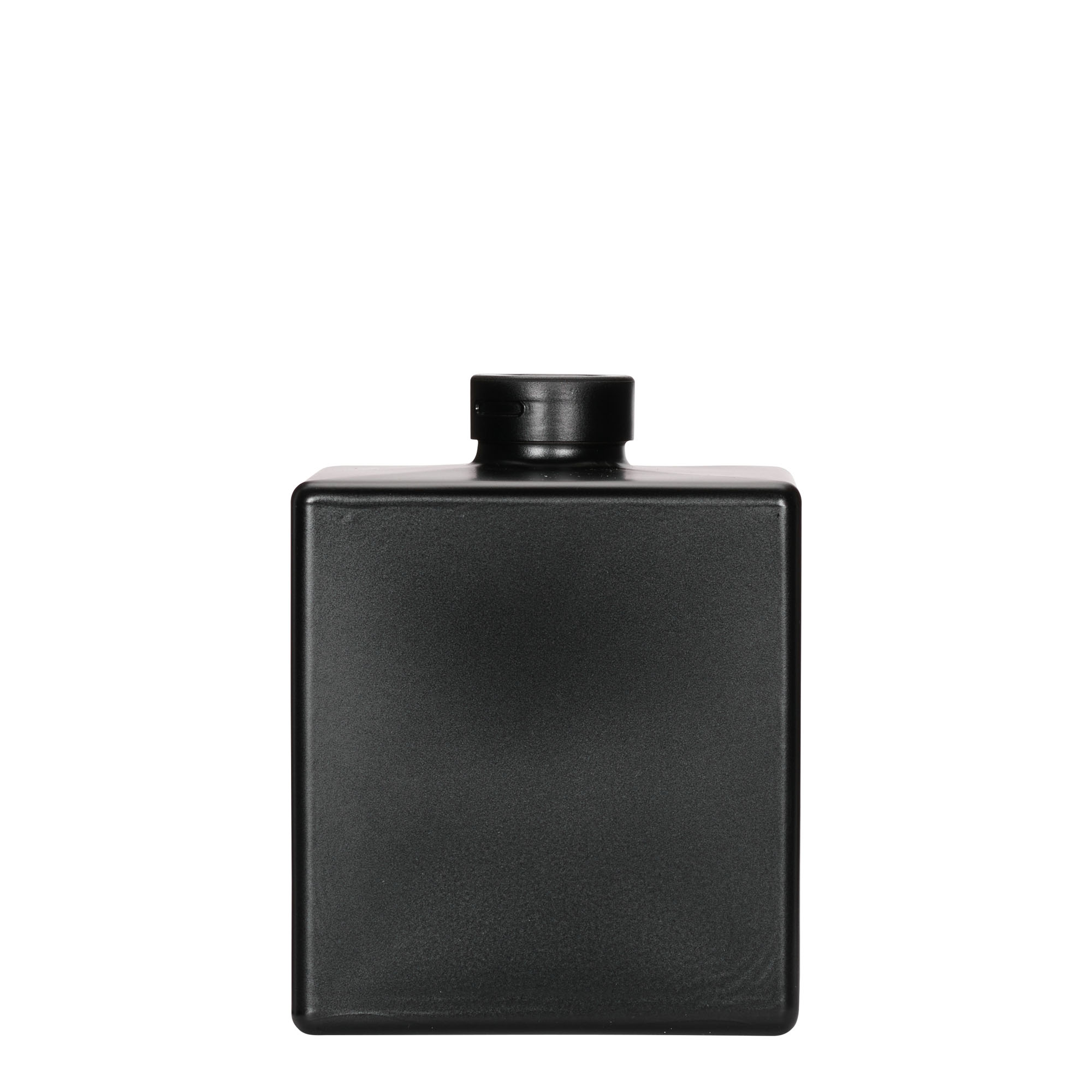 500 ml stiklinis butelis „Cube“, kvadratinis, juodas, anga: kamštis