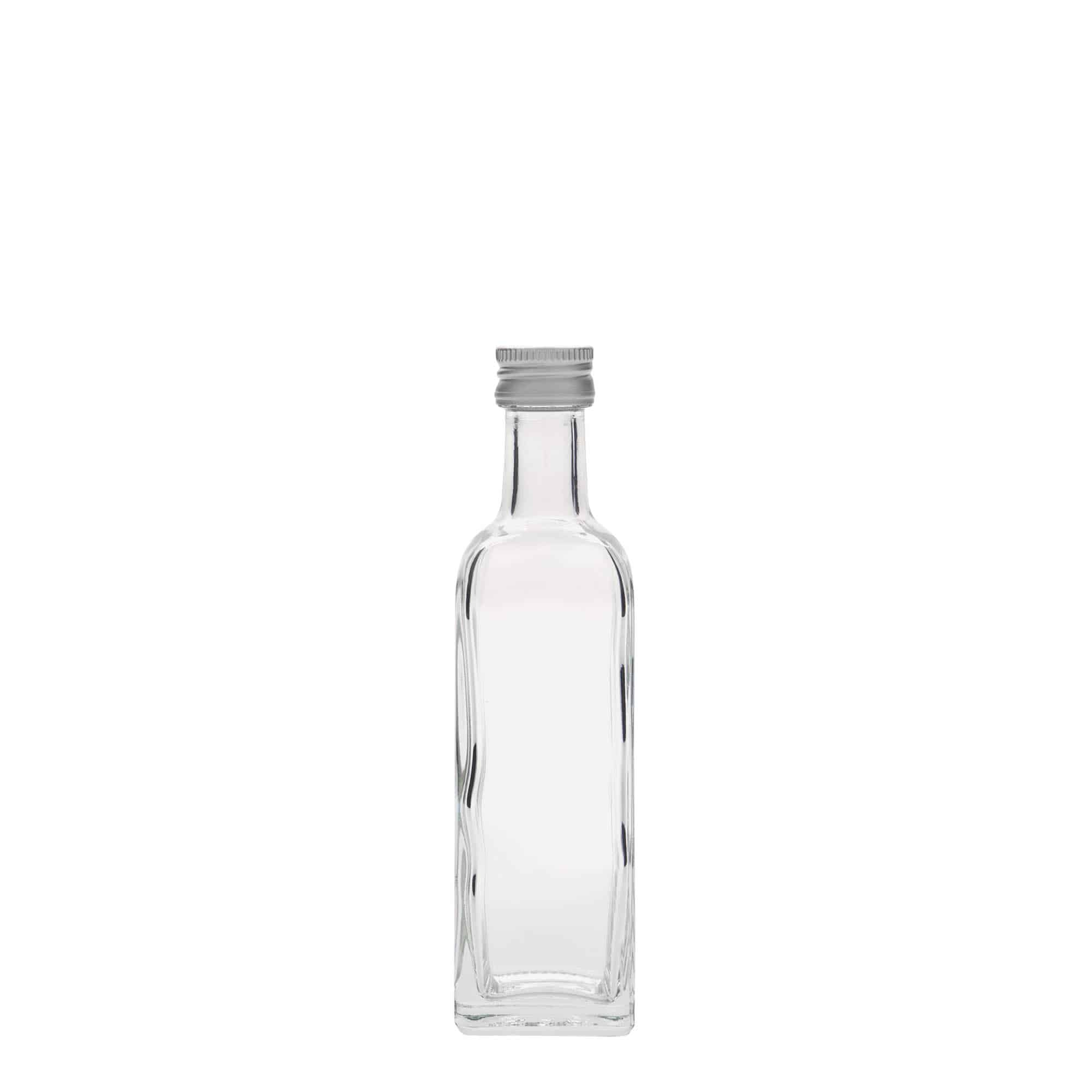 60 ml stiklinis buteliukas „Marasca“, kvadratinis, anga: PP 18