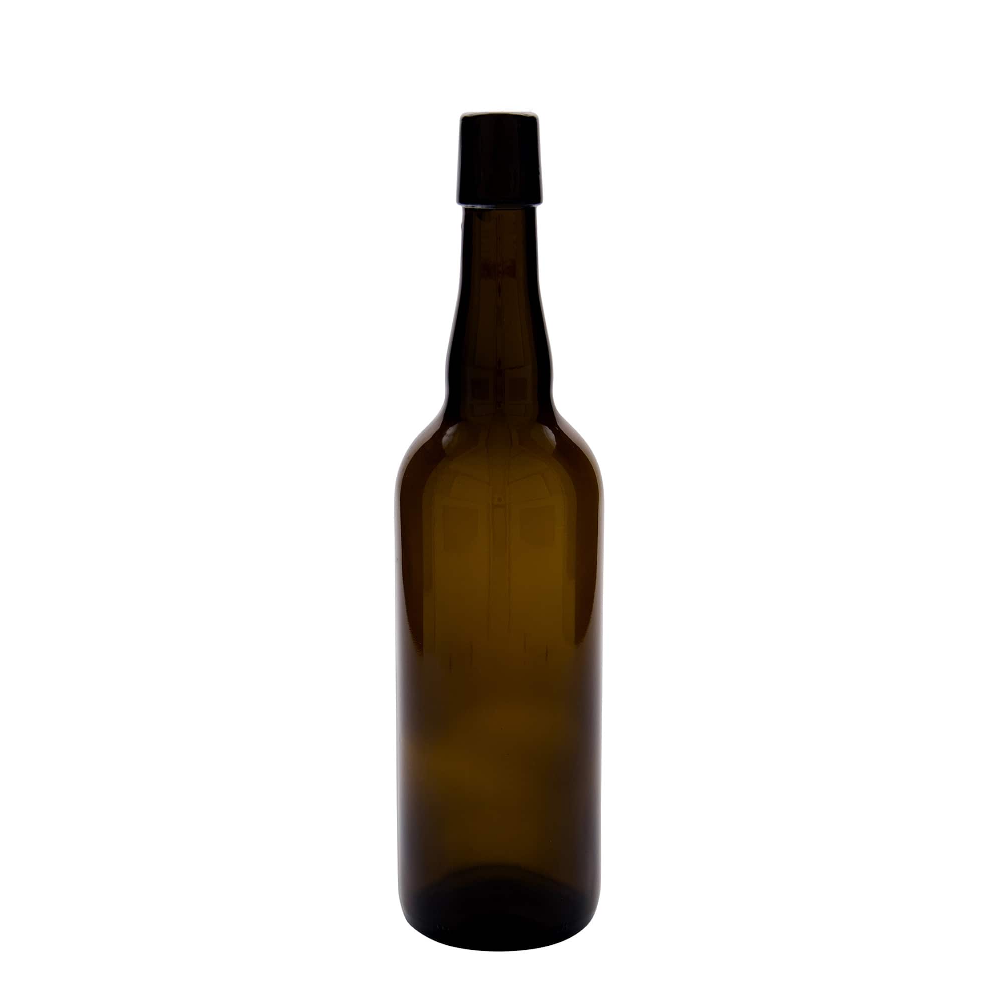 750 ml alaus butelis Belgija, stiklas, rudas, kamštis: užsegamas užraktas