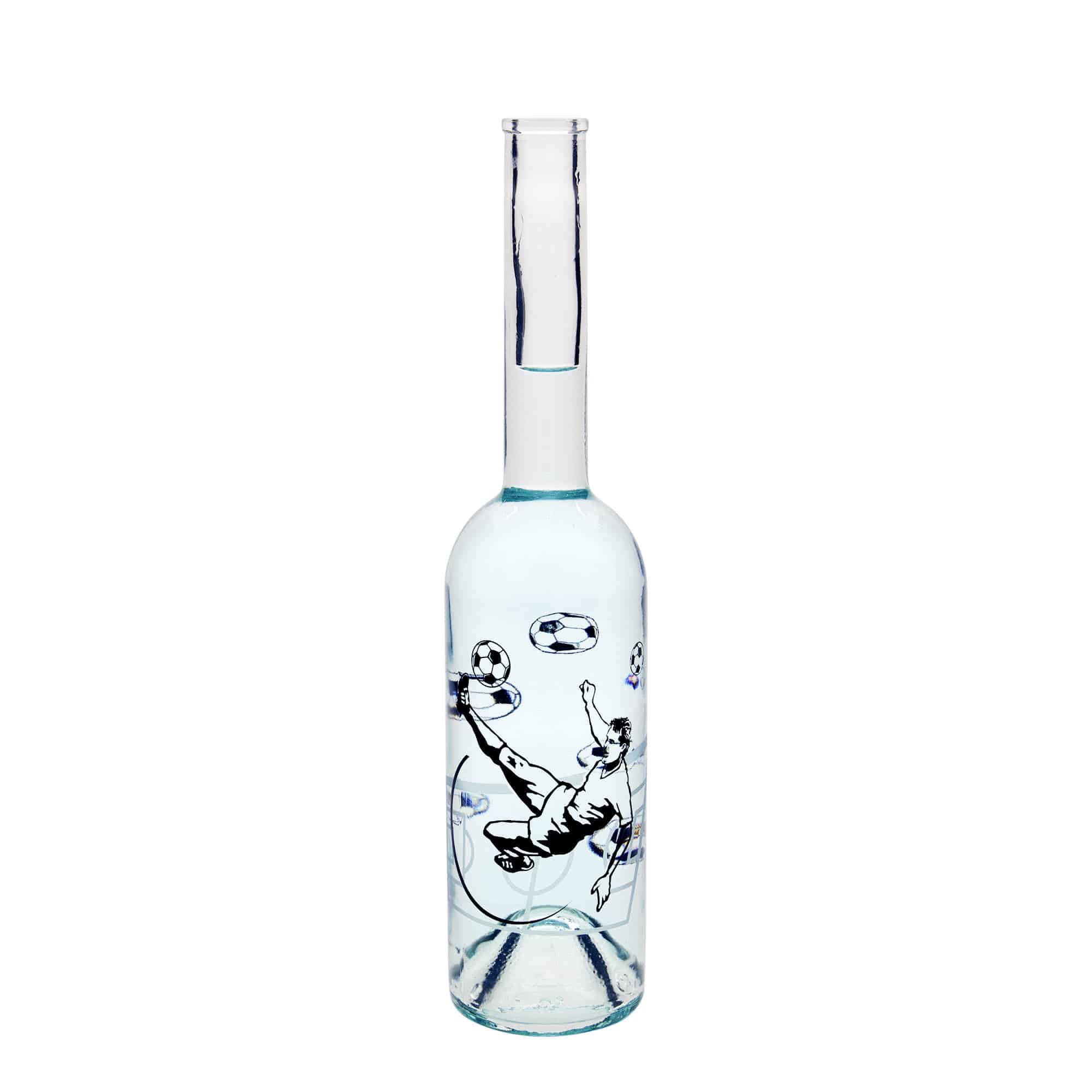 500 ml stiklinis butelis „Opera“, motyvas: futbolininkas, anga: kamštis