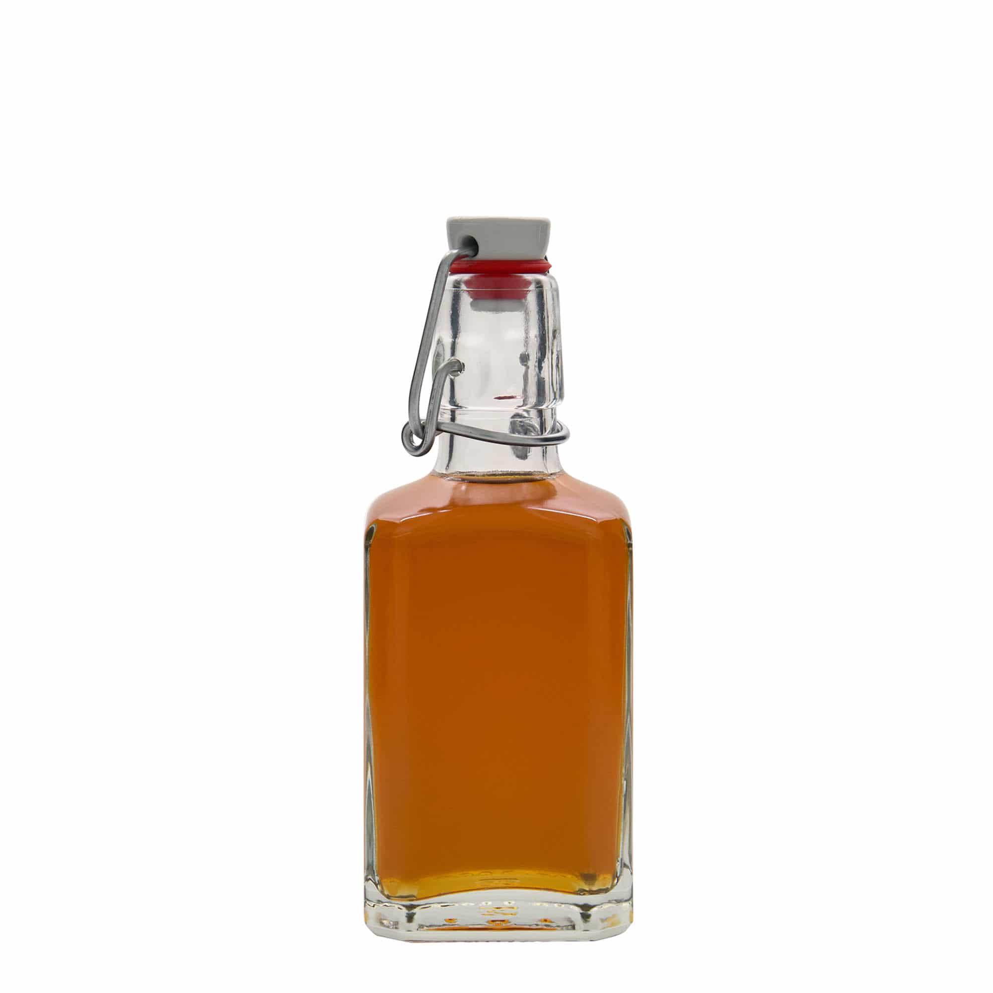250 ml stiklinis butelis „Rialto“, kvadratinis, anga: užsegamas užraktas