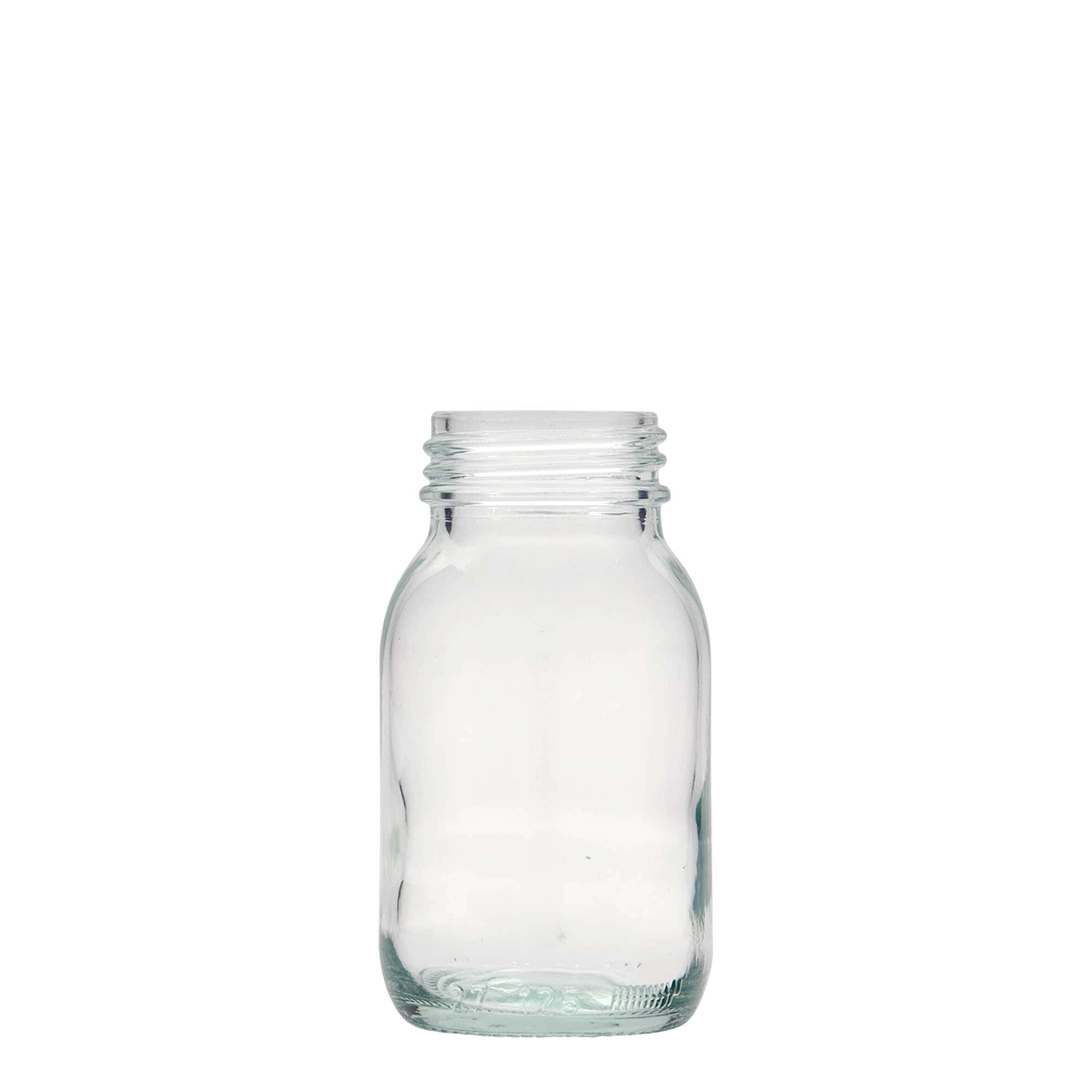 125 ml plataus kaklo stiklainis, anga: DIN 40