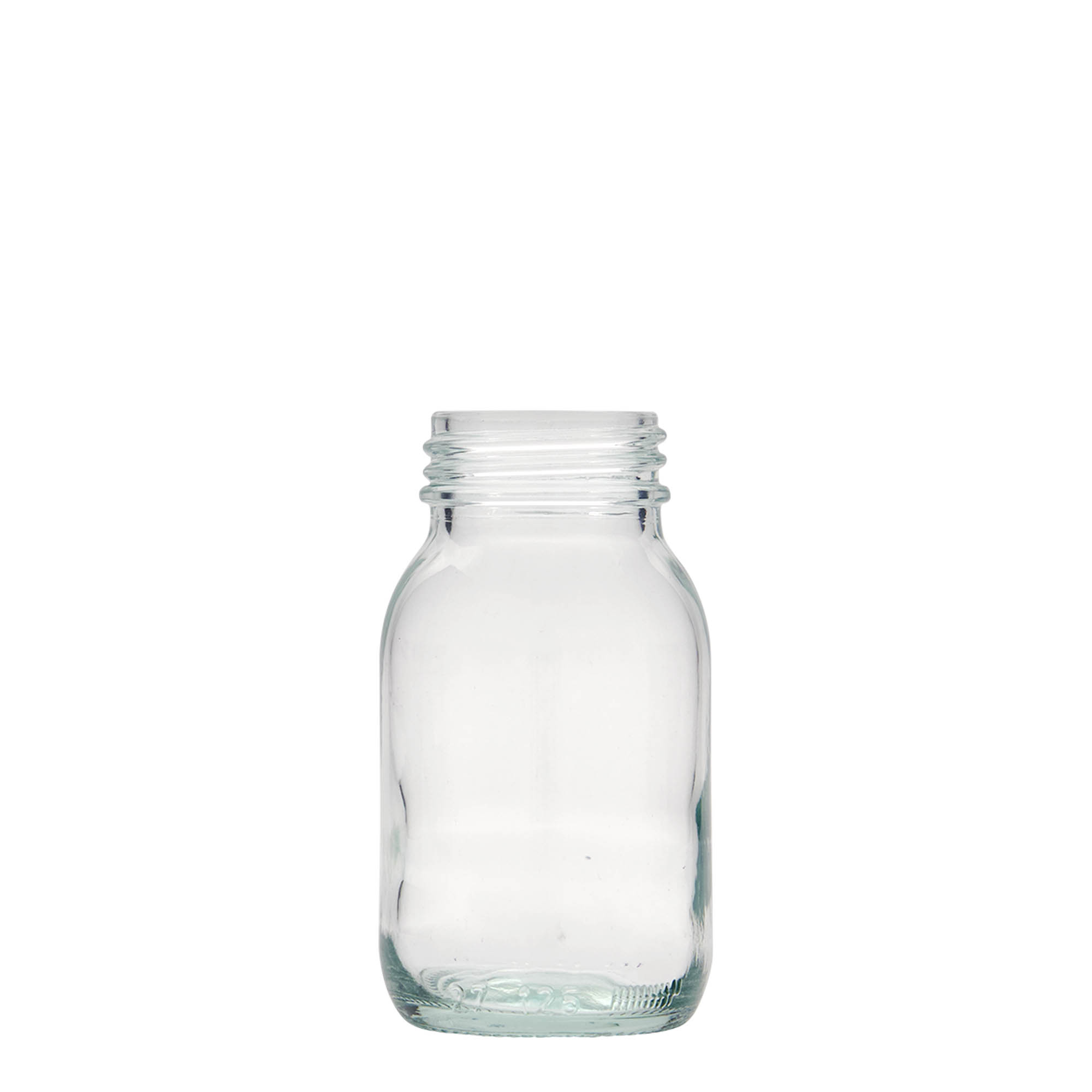 125 ml plataus kaklo stiklainis, anga: DIN 40