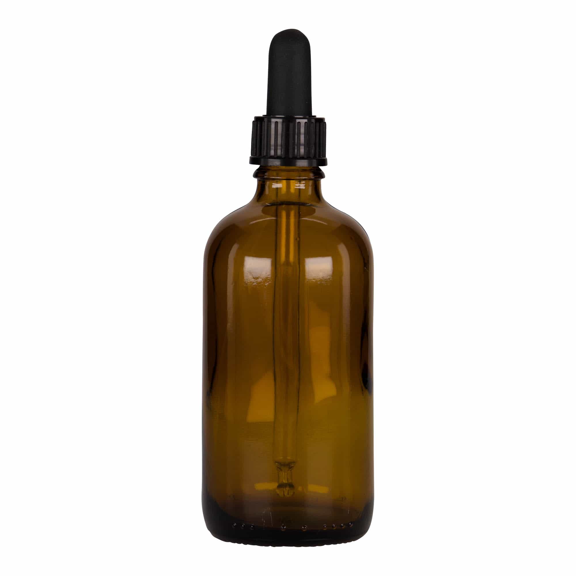 100 ml lašintuvo buteliukas, medicininis, stiklinis, rudo-juodas, burna: DIN 18