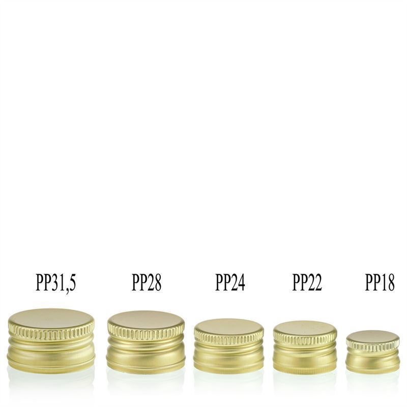 Varžtinis uždarymas, metalinis, auksinis, skirta angai: PP 18 Varžtinis uždarymas, metalinis, auksinis, skirta angai: PP 18