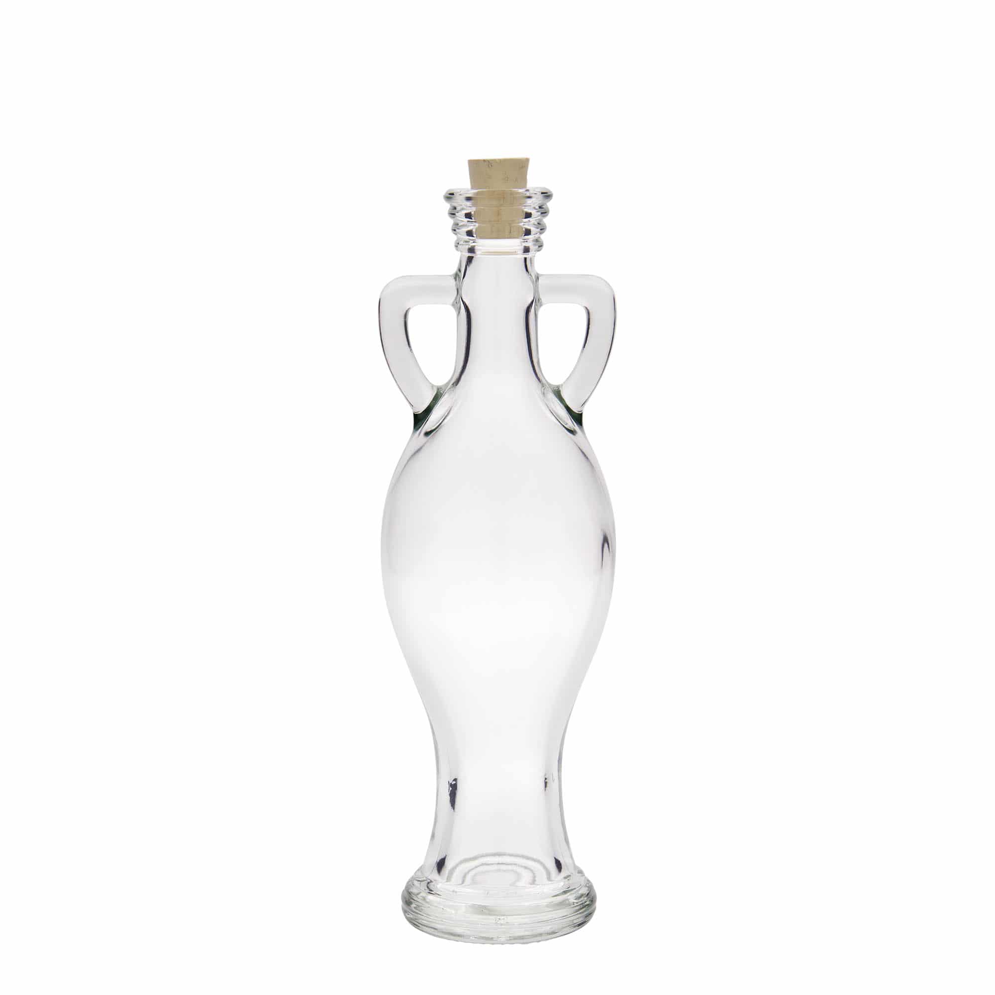 200 ml stiklinis butelis „Amfora“, burna: kamštis