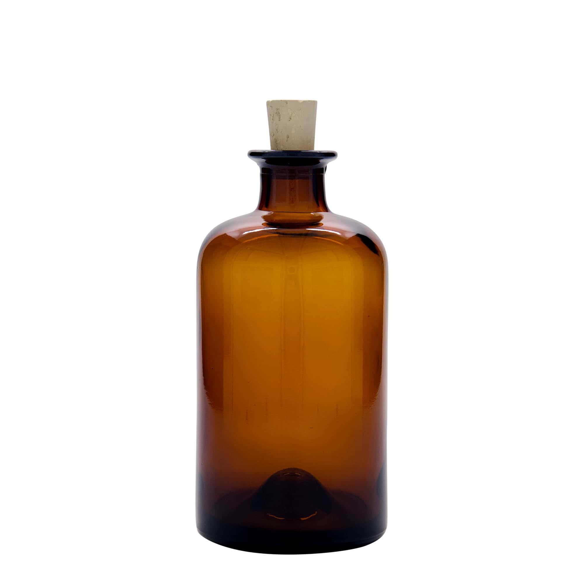 500 ml stiklinis vaistininko butelis, rudas, anga: kamštis
