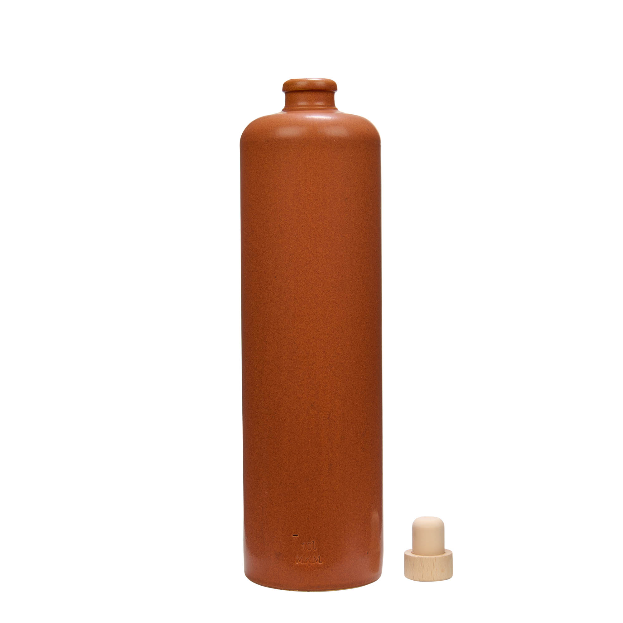 1.000 ml molio ąsotis, keraminis, raudonai rudas, burna: kamštis