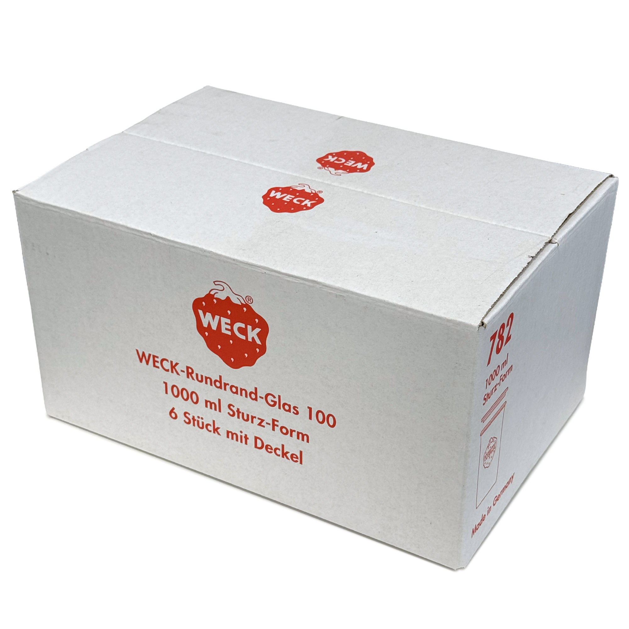 6x 1000 ml WECK-stiklainis su plačiu burnu su stiklo dangteliu RR 100