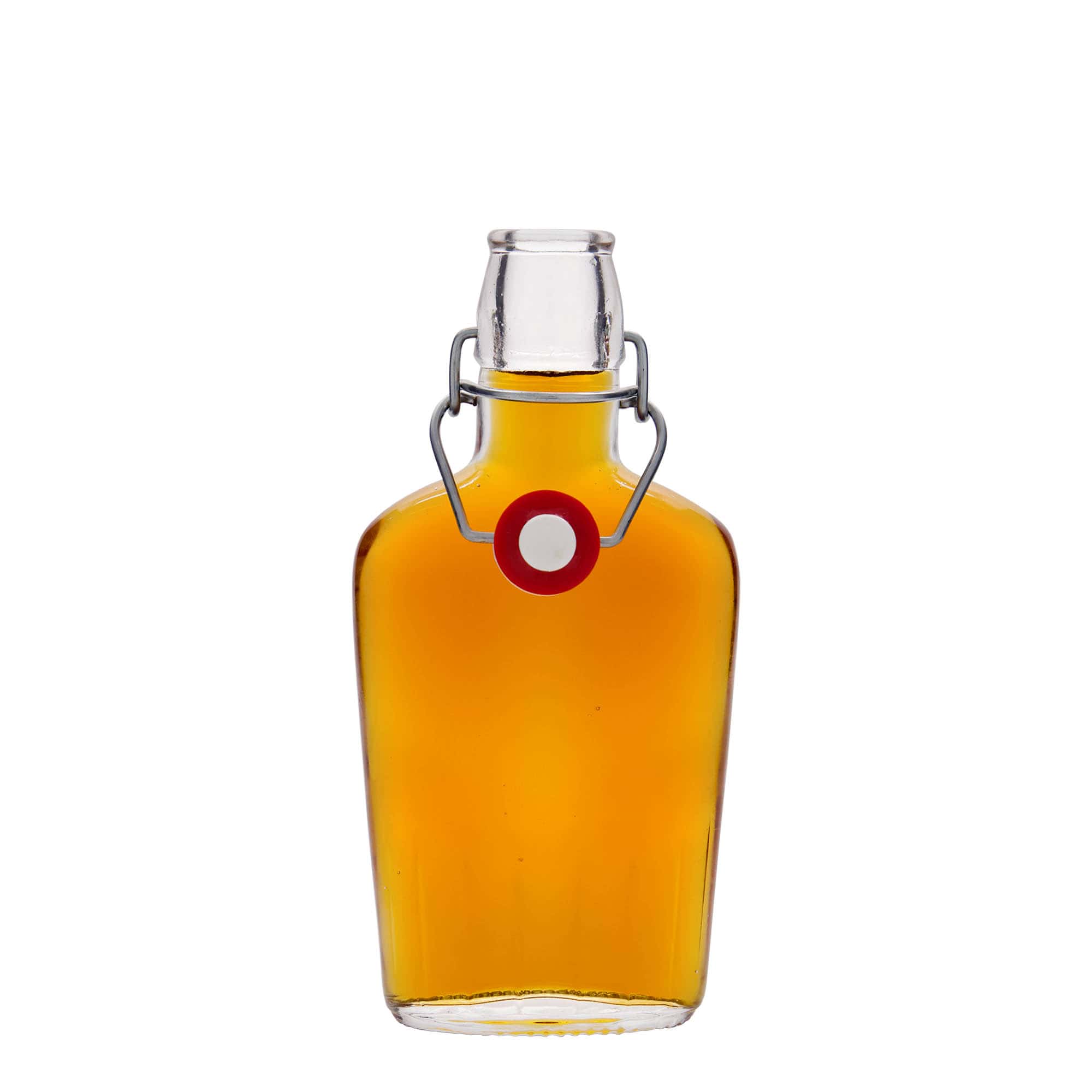 250 ml stiklinis butelis „Fiaschetta“, ovalus, anga: užsegamas užraktu 250 ml stiklinis butelis „Fiaschetta“, ovalus, anga: užsegamas užraktu