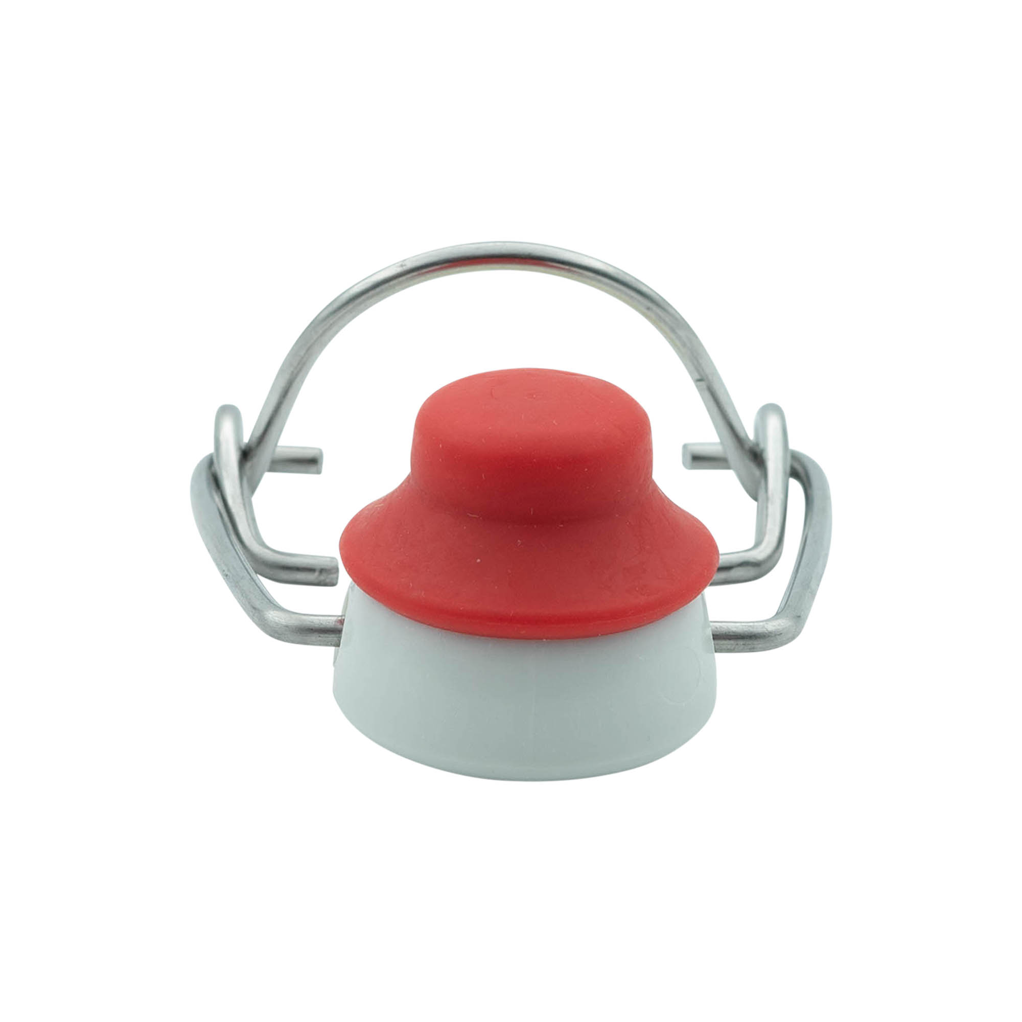 Spaustuko užsegimas, nestandartinis dydis, plastikas, raudona-balta Spaustuko užsegimas, nestandartinis dydis, plastikas, raudona-balta