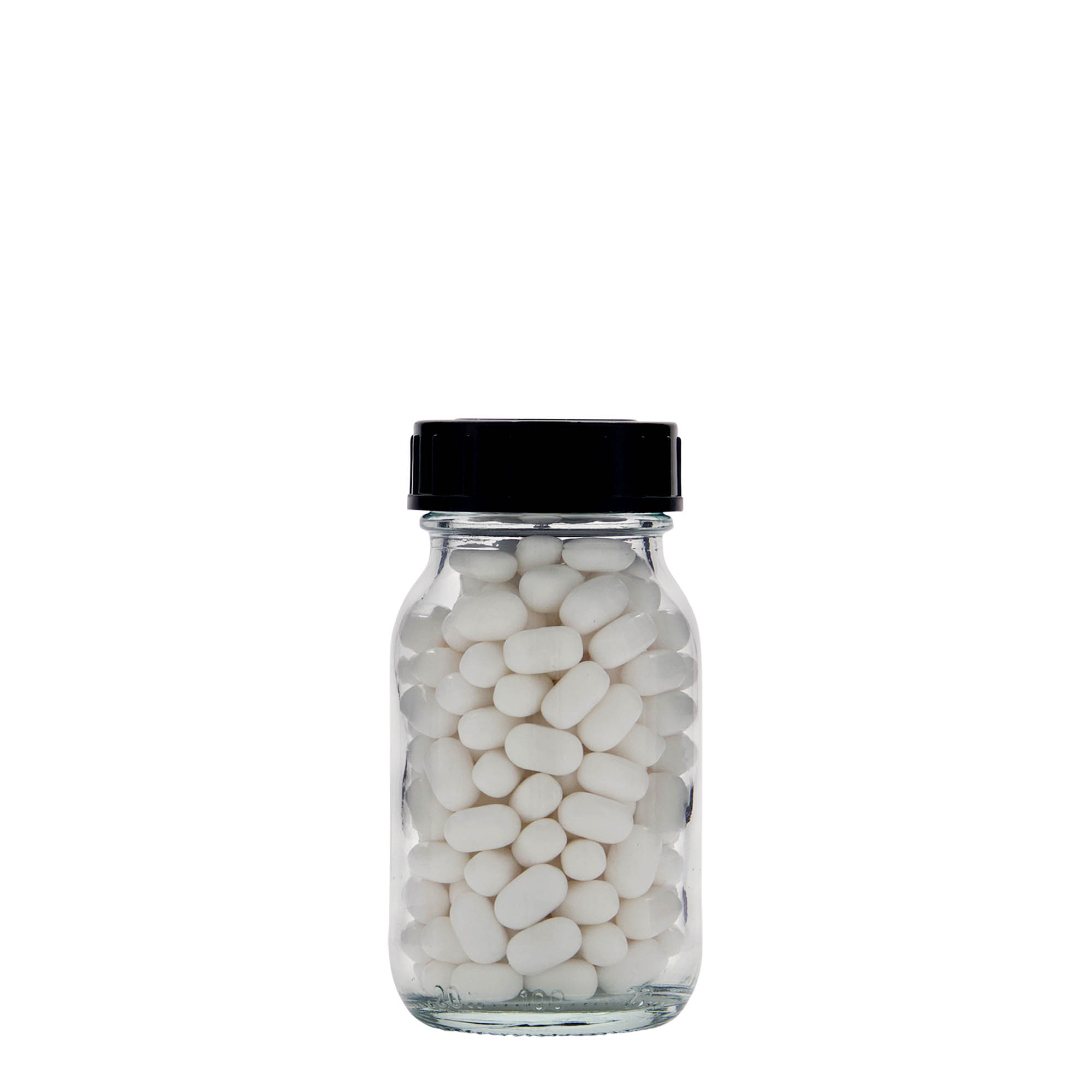 100 ml plataus kaklelio stiklainis, anga: DIN 40 100 ml plataus kaklelio stiklainis, anga: DIN 40