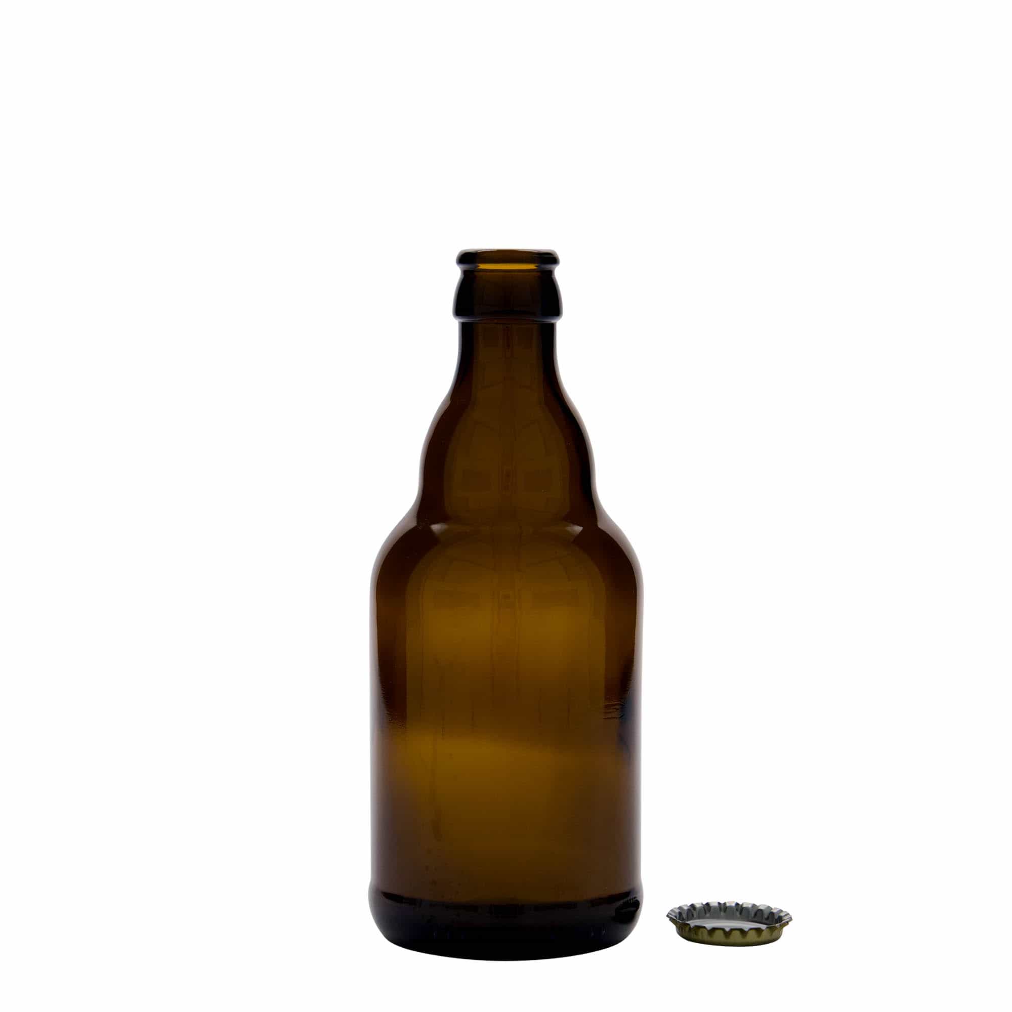 330 ml alaus butelis „Steinie“, stiklas, rudas, anga: kronkorkas