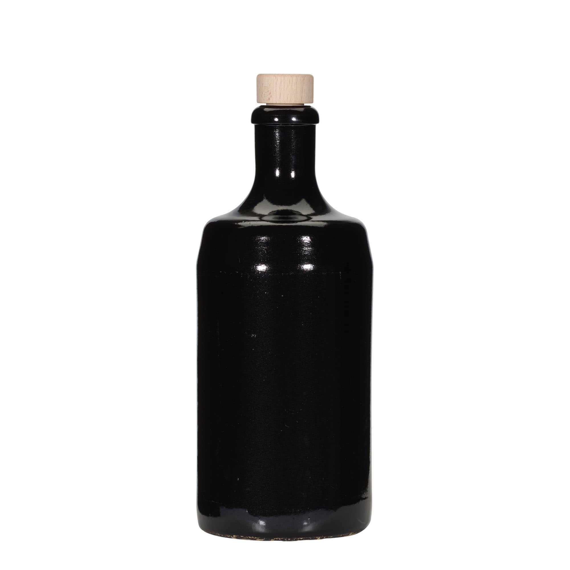 700 ml molio ąsotis „Calvados“, akmens masės, juodas, burna: kamštis 700 ml molio ąsotis „Calvados“, akmens masės, juodas, burna: kamštis