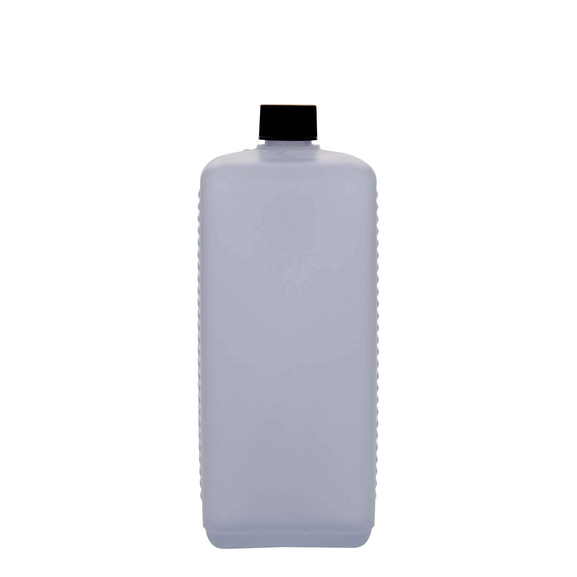 1.000 ml kanistrinė butelis, stačiakampis, HDPE plastikas, natūrali spalva, anga: DIN 25 EPE